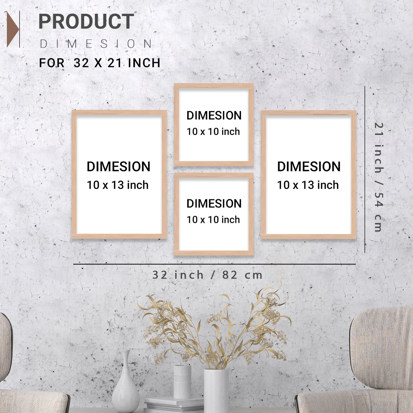 Green and Golden Abstract / Modern Art Framed Painting Combo for Home Living Room Office Wall Decor-Kotart