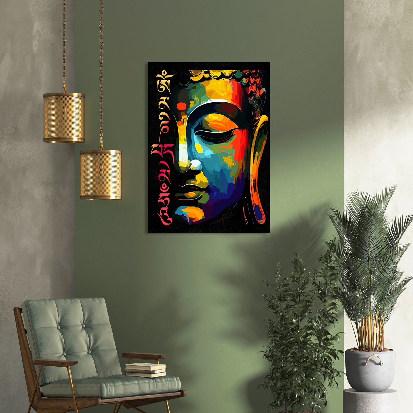 Zen Masterpiece : Colorful Buddha Canvas Painting-Kotart