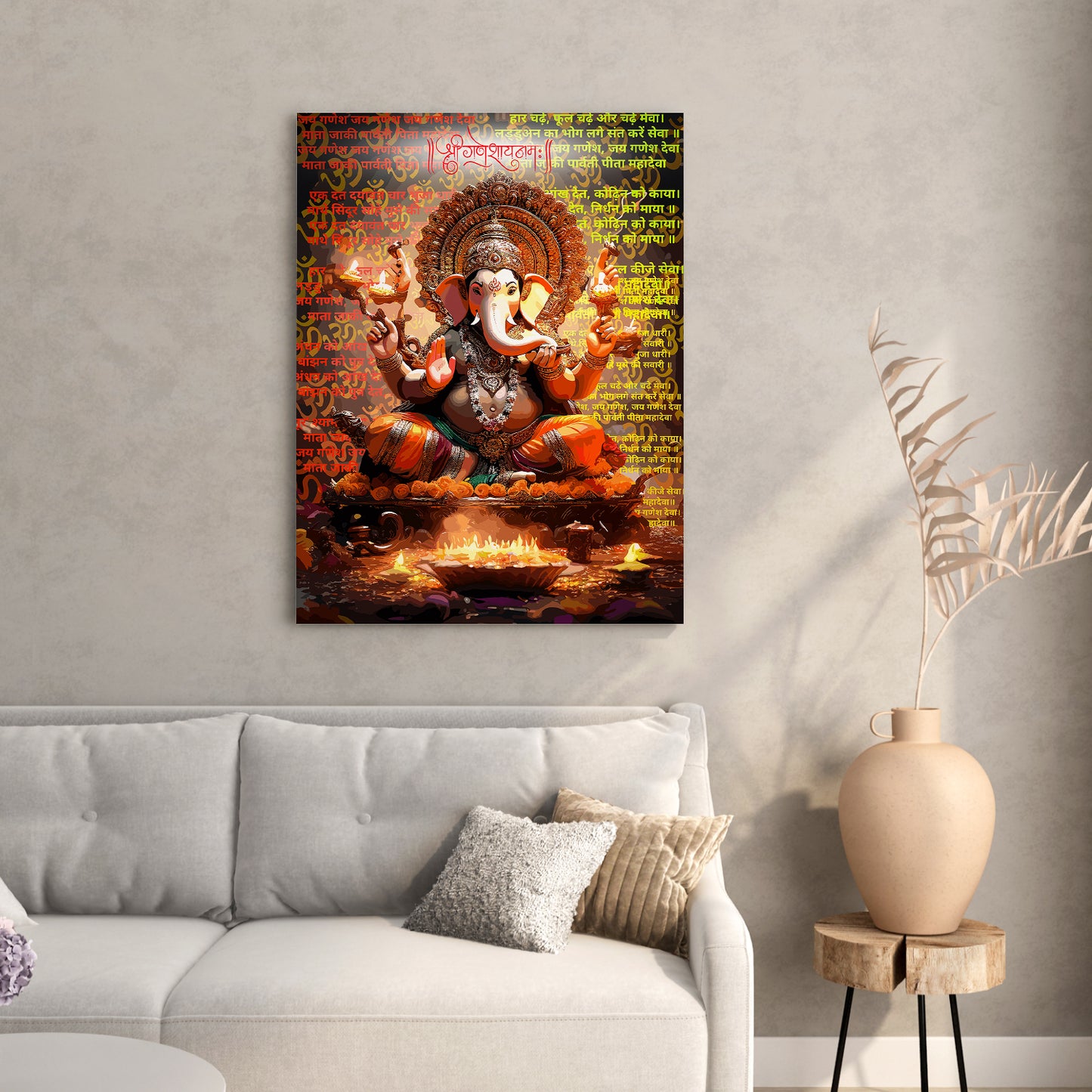Vibrant Ganesha Canvas Art Paintings for Home and Living Room Pooja Room Office Wall Decor-Kotart