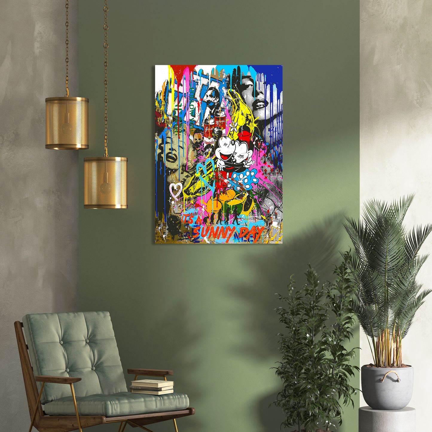 Disney Characters Mickey and Mini Vibrant Pop Art Canvas Painting - A Burst of Color and Creativity-Kotart