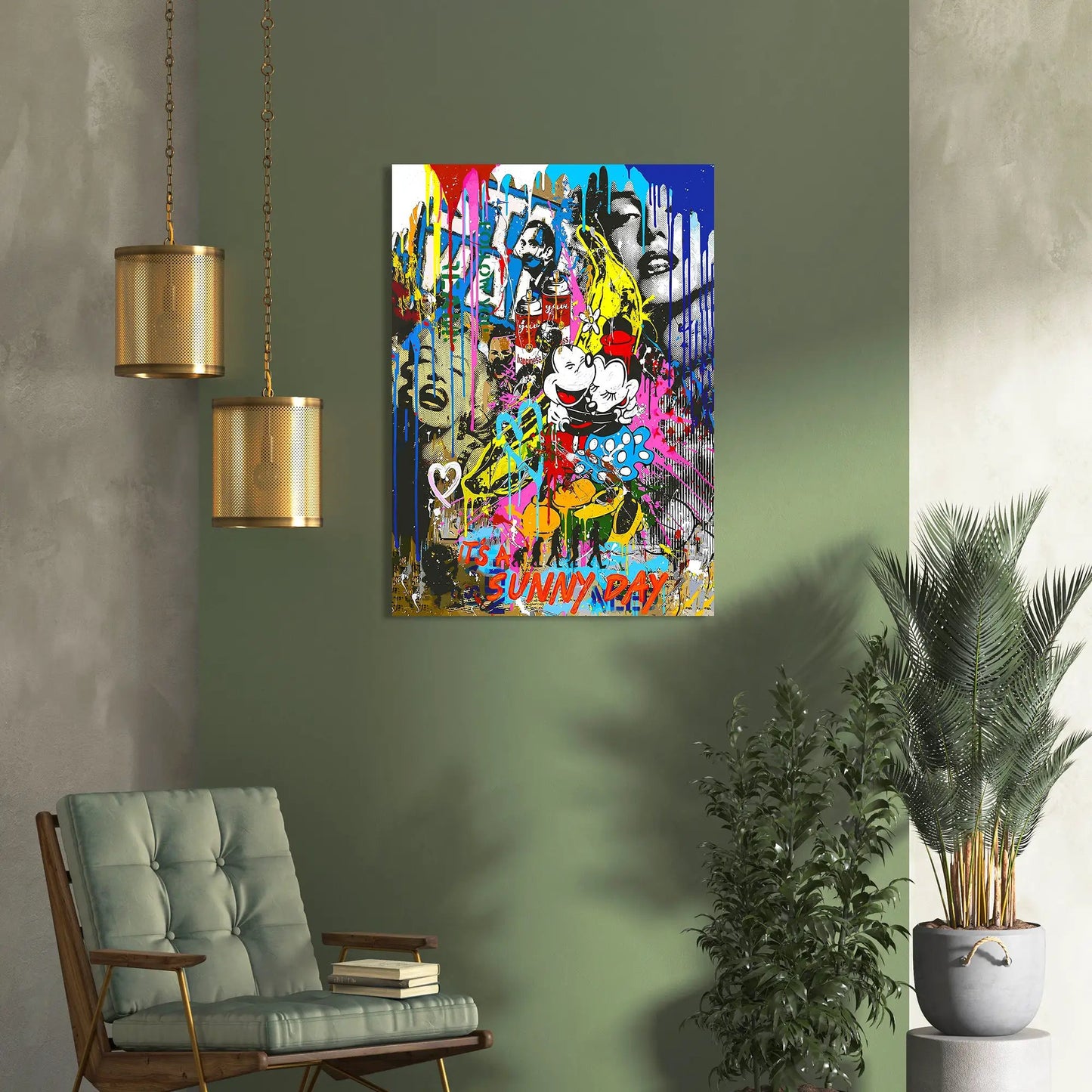 Disney Characters Mickey and Mini Vibrant Pop Art Canvas Painting - A Burst of Color and Creativity-Kotart