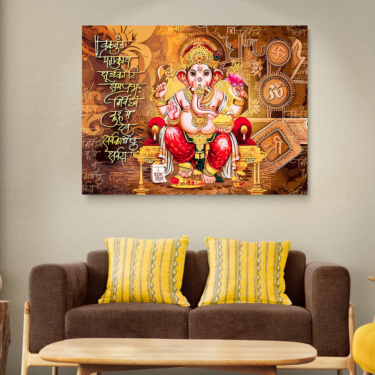 Ganesha Art Canvas Paintings for Home and Living Room Pooja Room Wall Decor-Kotart