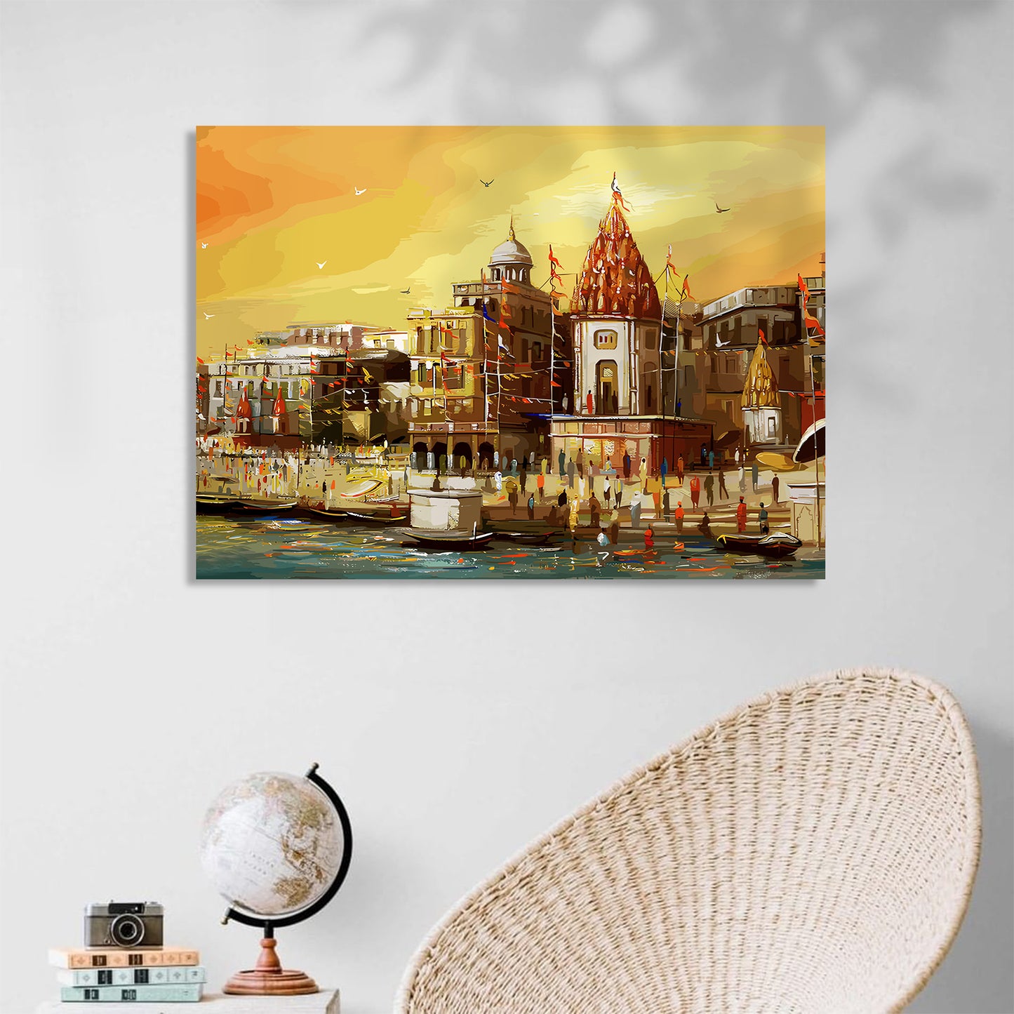 Spiritual Haven: Detailed Mandir Canvas Print-Kotart