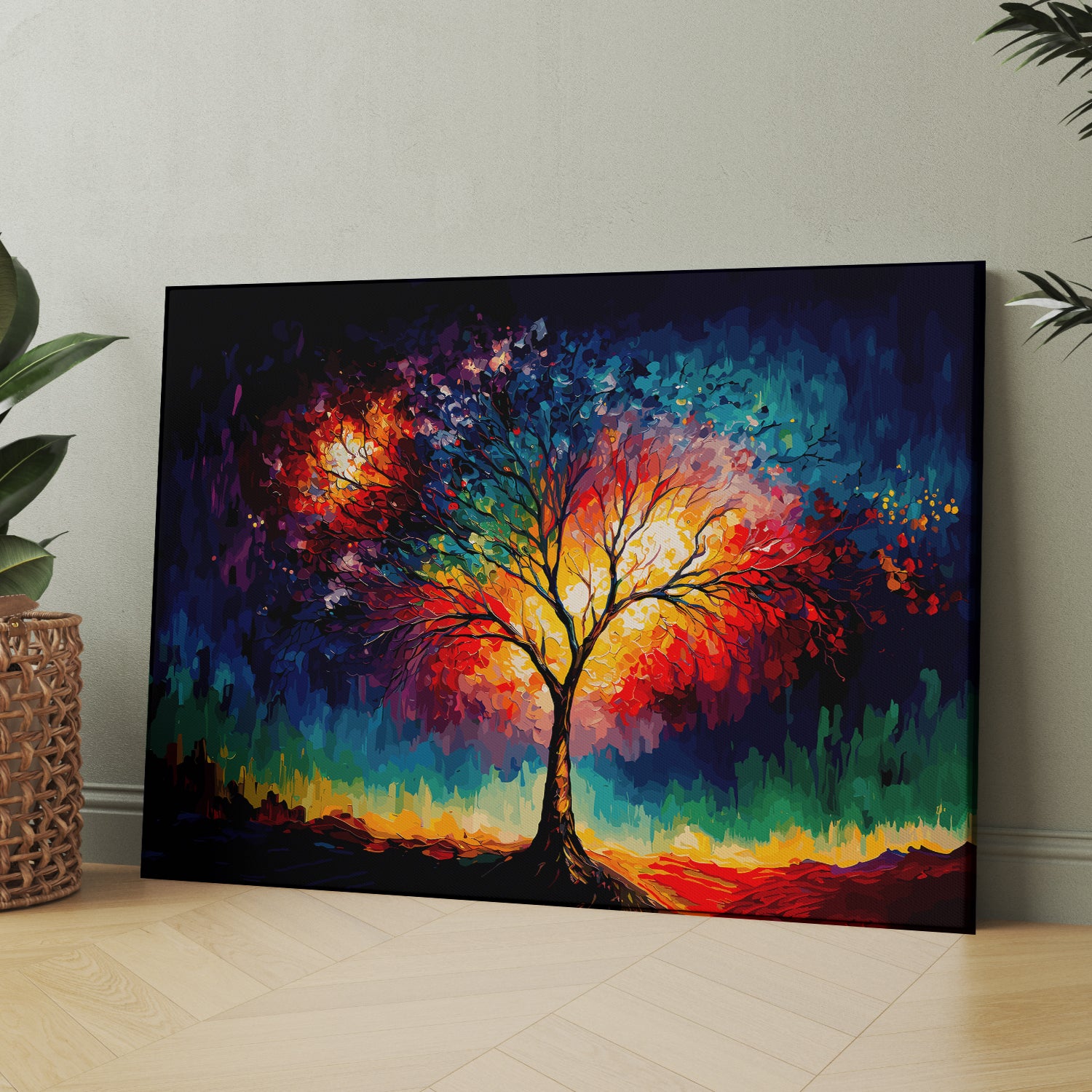 Vibrant Nature-Inspired Canvas Painting - A Symphony of Colors and
