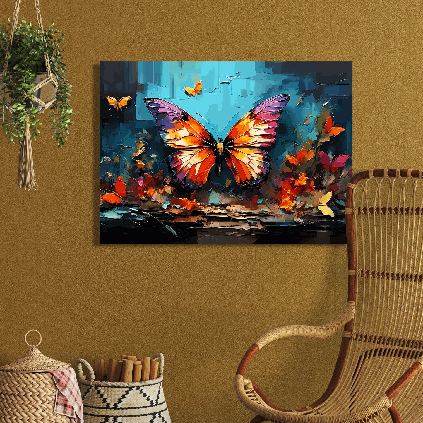 Vibrant Nature-Inspired Butterfly Canvas Painting - A Symphony of Colors and Beauty-Kotart