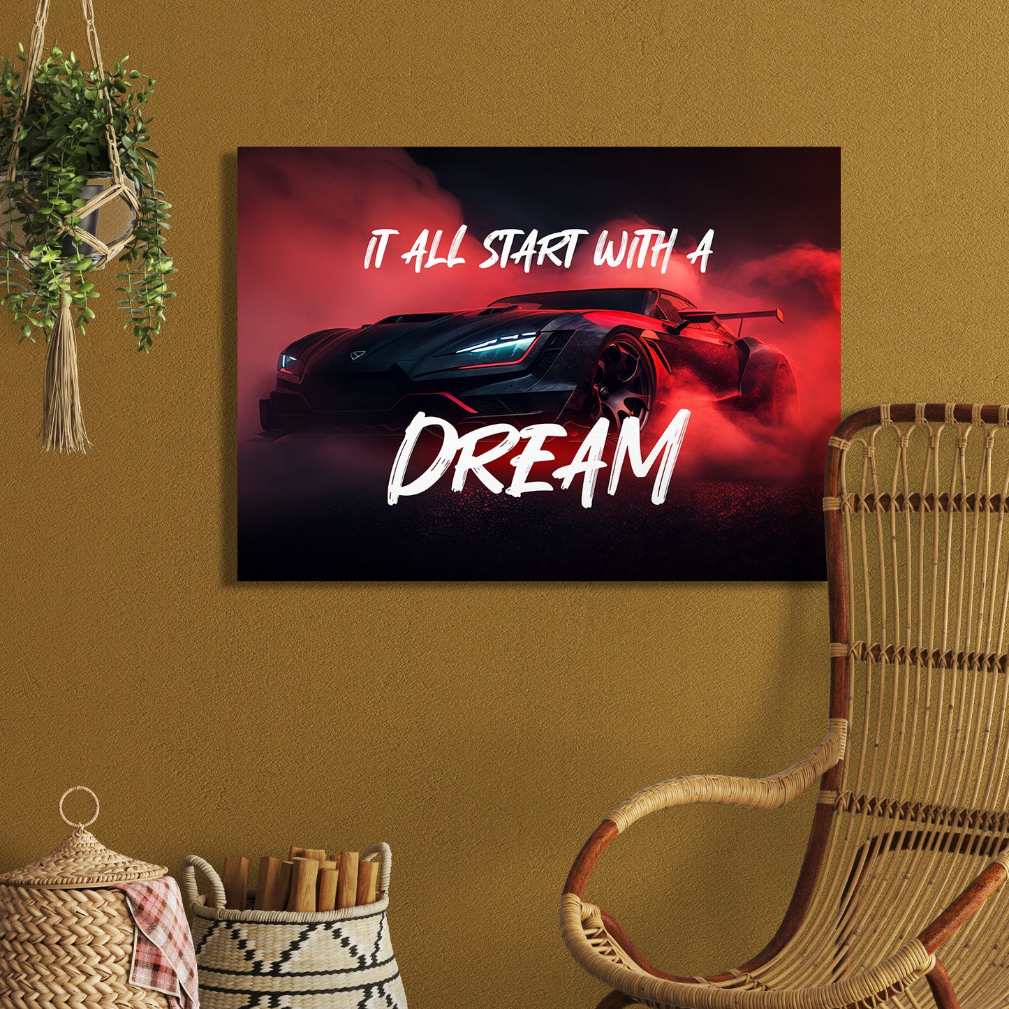 It All Start with a Dream Motivational Canvas Arts for Home Office Study Room Living Room Wall Decor-Kotart
