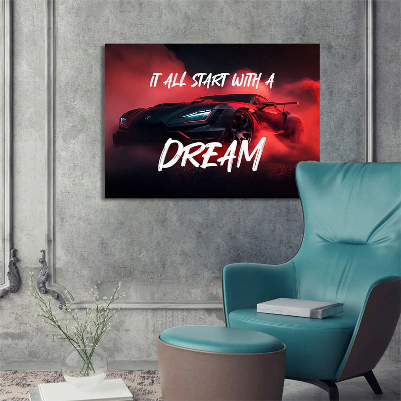 It All Start with a Dream Motivational Canvas Arts for Home Office Study Room Living Room Wall Decor-Kotart