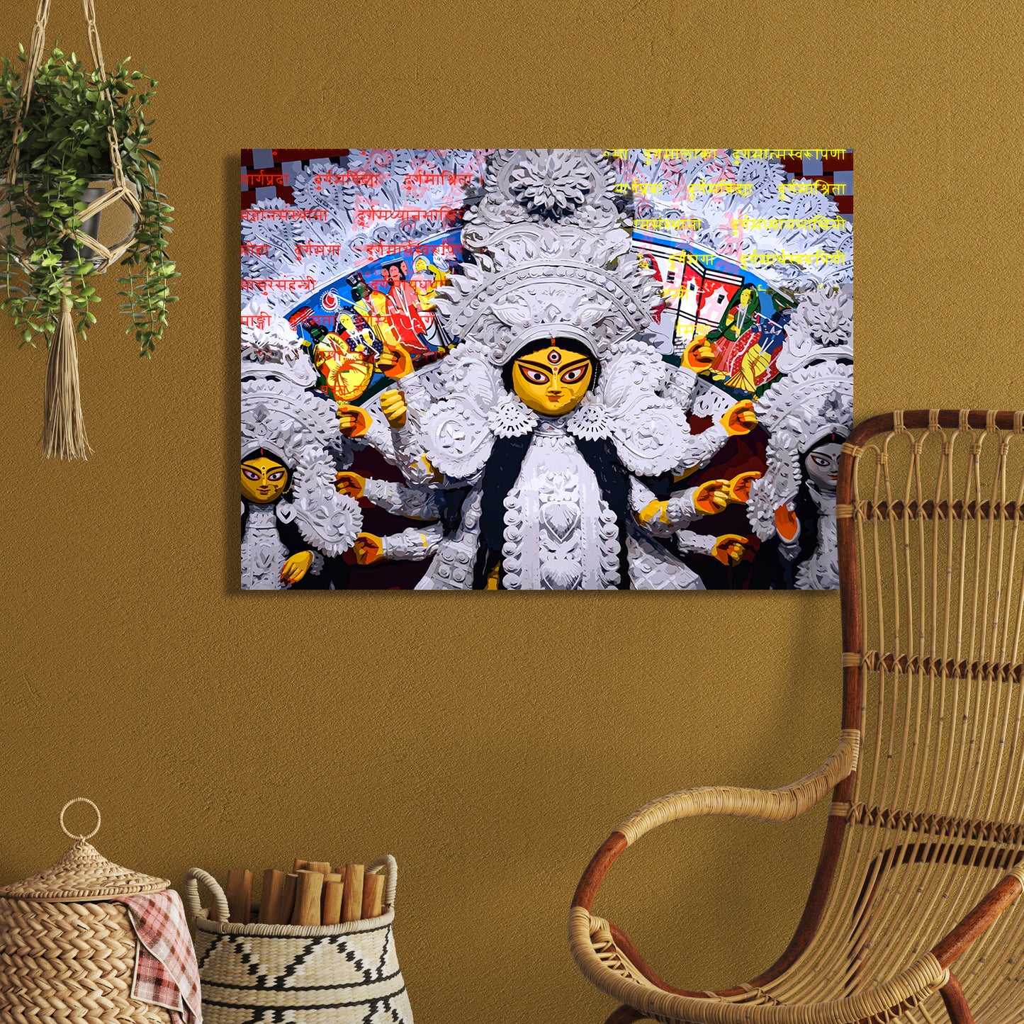 The Goddess Maa Durga Canvas Paintings for Home and Living Room Pooja Room Wall Decor-Kotart
