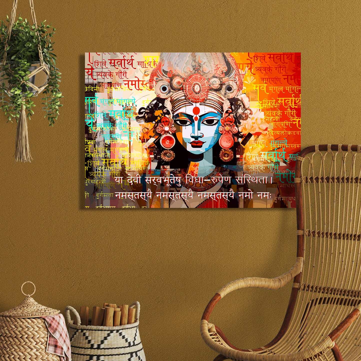 Mystic Elegance: Goddess Durga Art Piece Canvas Paintings for Home and Living Room Pooja Room Wall Decor-Kotart