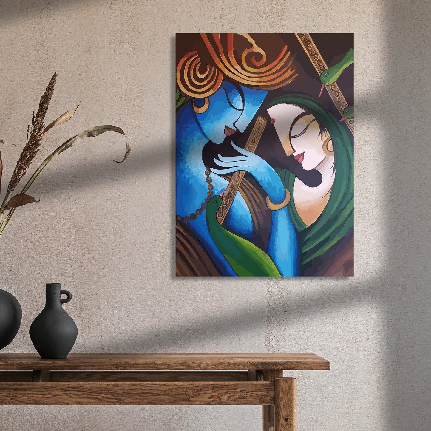 Radha Krishna Modern Art Canvas Painting-Kotart