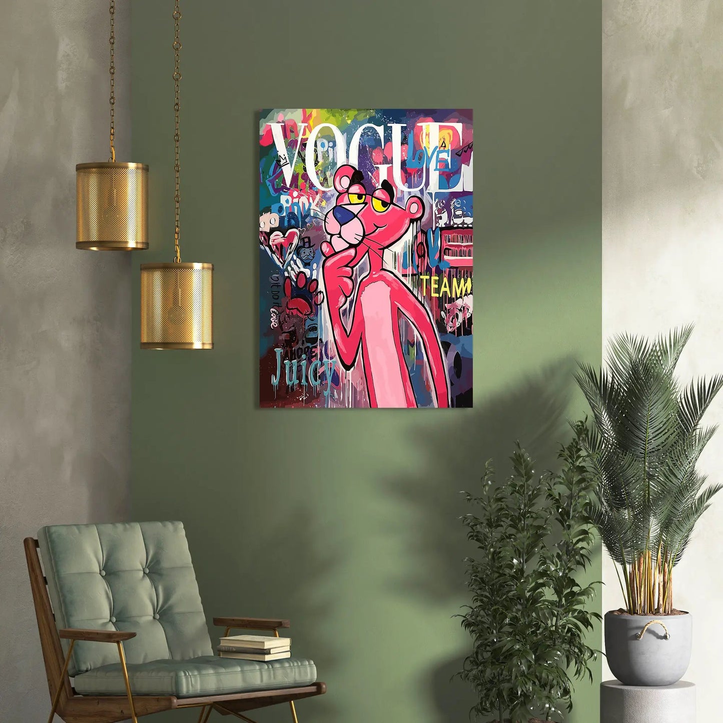 Vibrant Pink Panther Modern Art Canvas Painting-Kotart