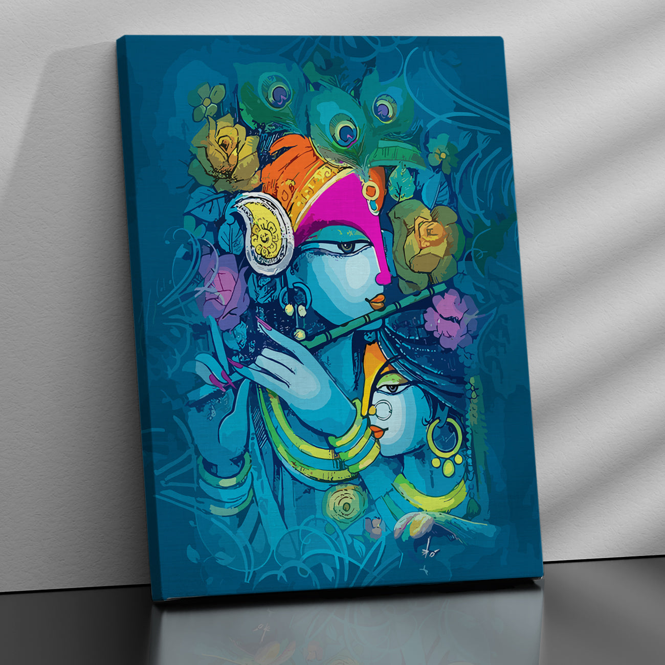 Radha Krishna Modern Art Canvas Painting-Kotart