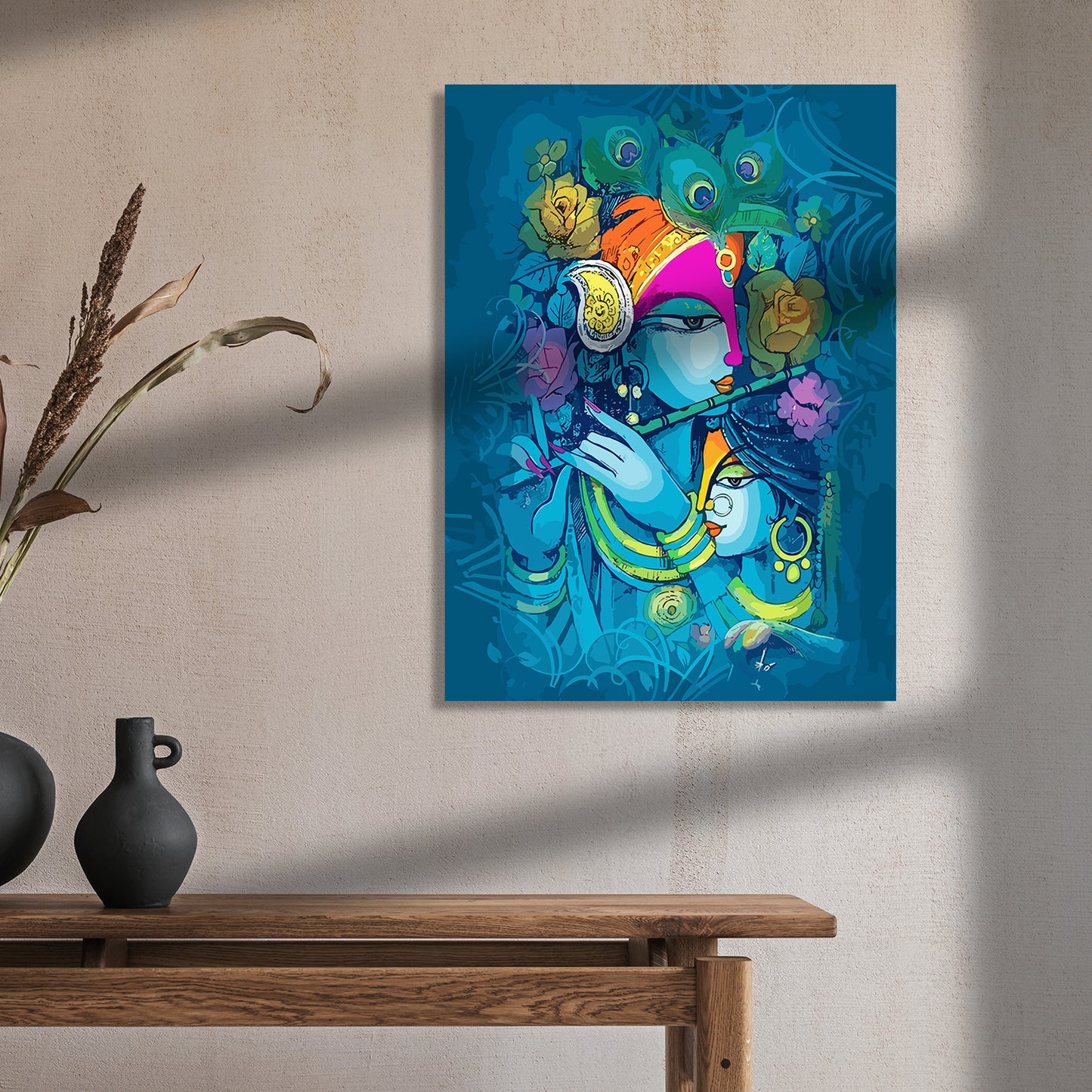 Radha Krishna Modern Art Canvas Painting-Kotart