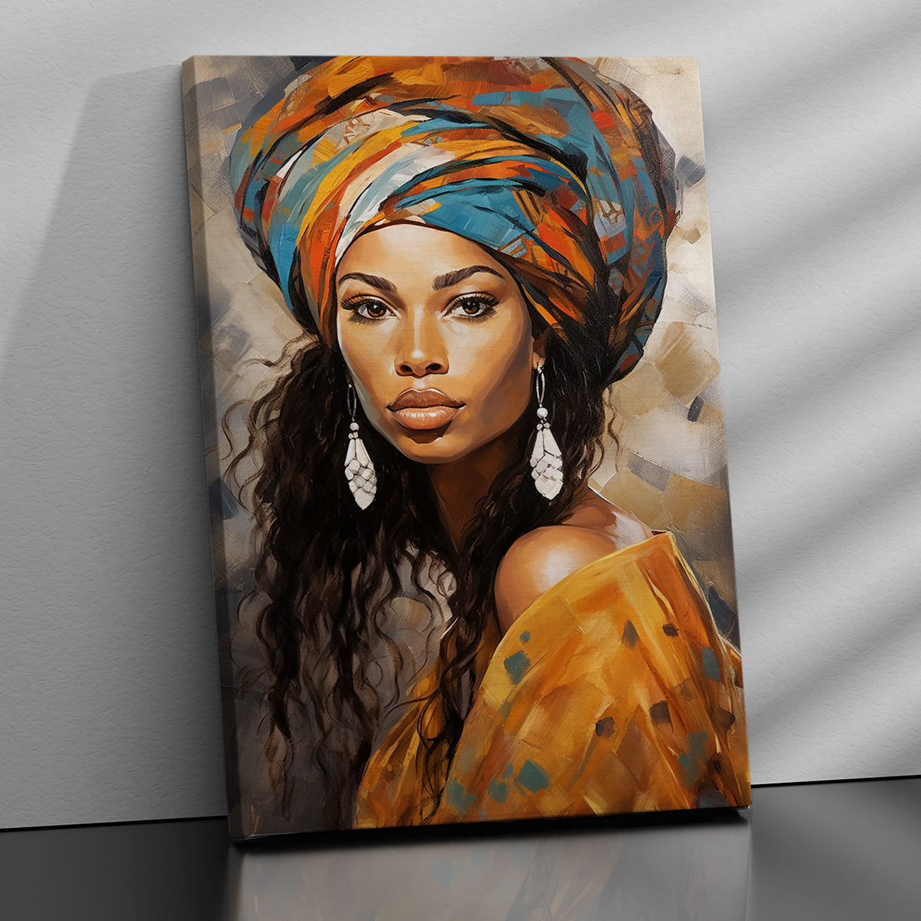 Elegant African Queen with Vibrant Turban