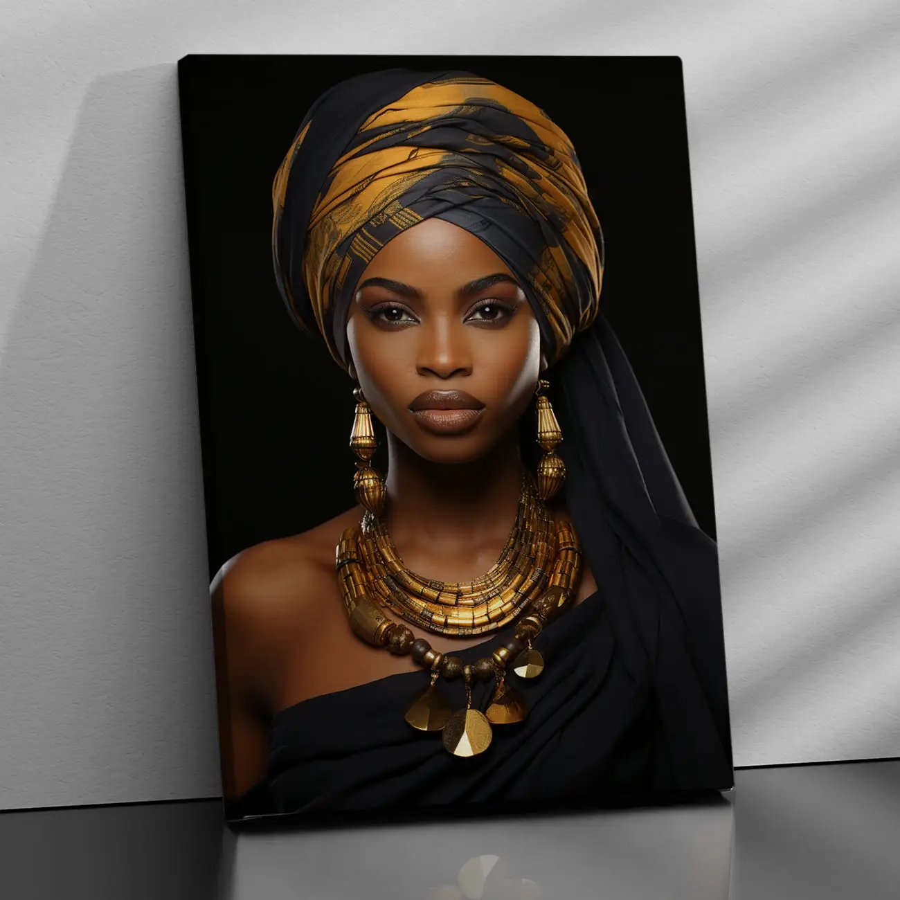 Majestic African Beauty with Golden Jewelry