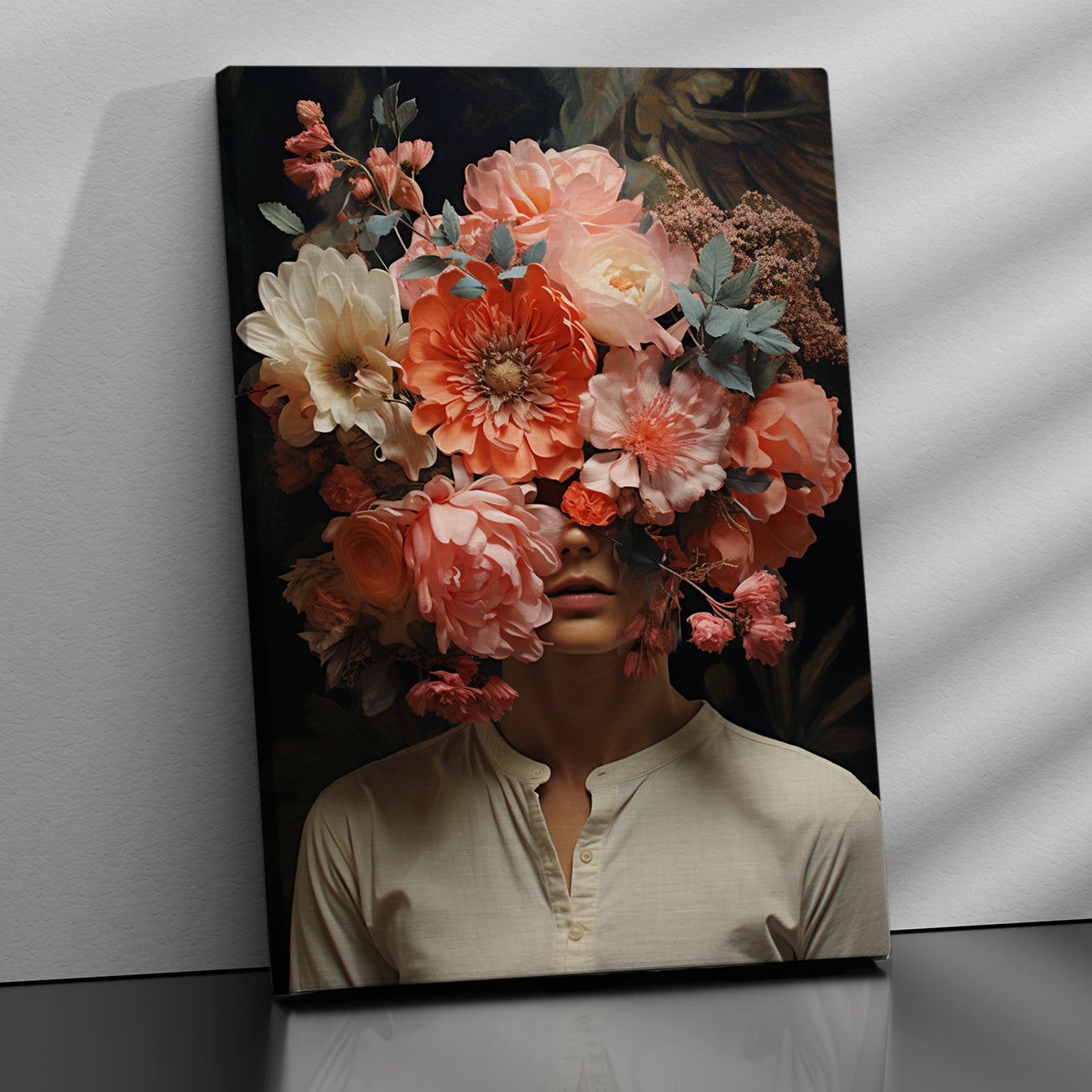 Mystical Floral Beauty - Floral Head Canvas Art Print