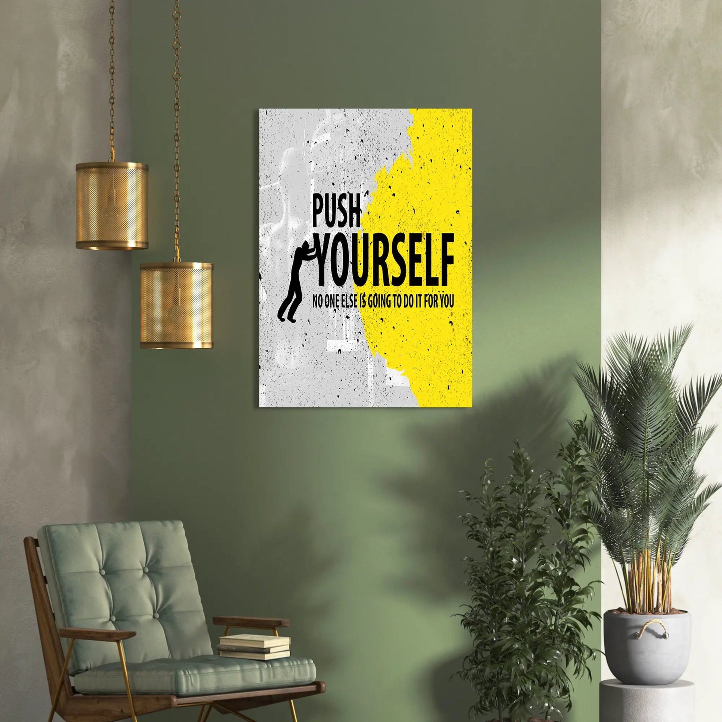 Push Yourself Motivational Canvas Wall Art