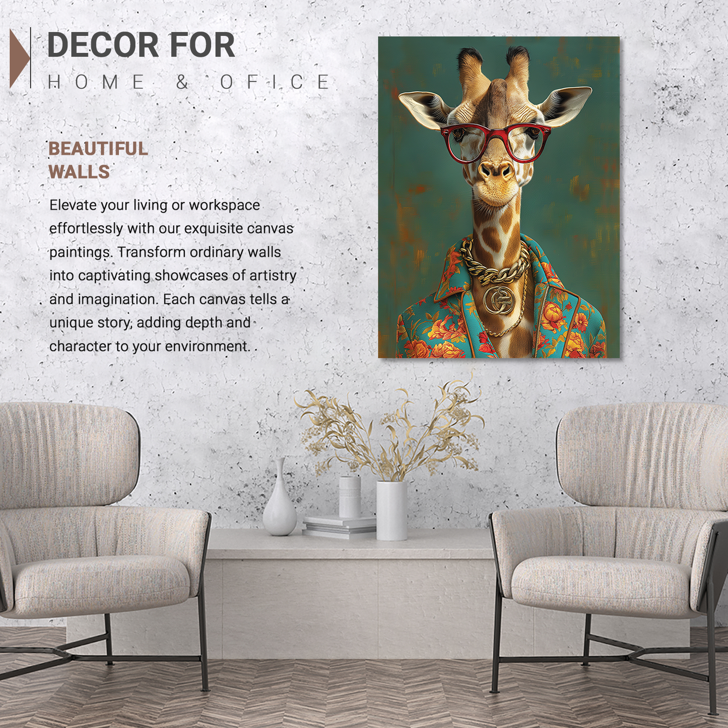 Modern Animal Wall Canvas For Home Decor, Decorative Canvas