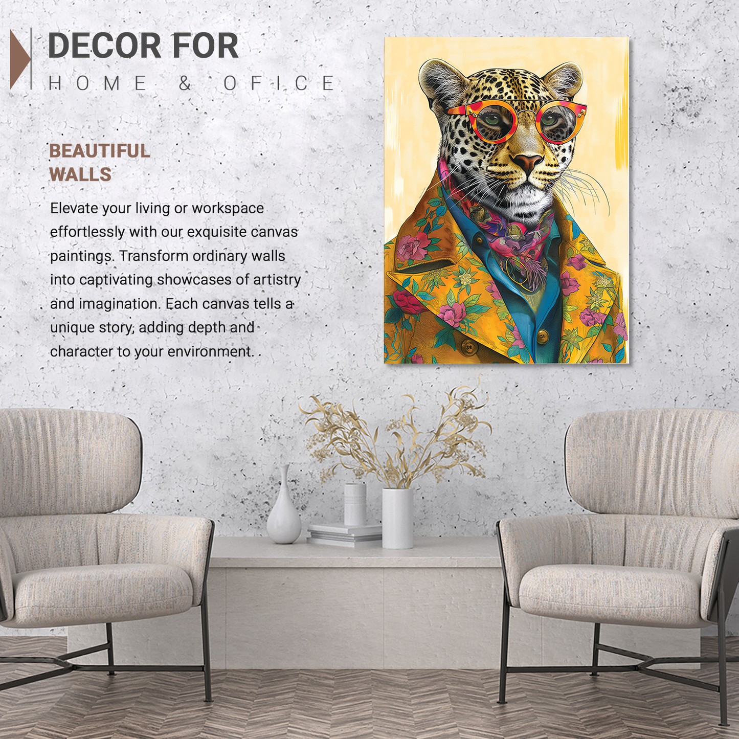 Modern Animal Wall Canvas For Home Decor, Decorative Canvas