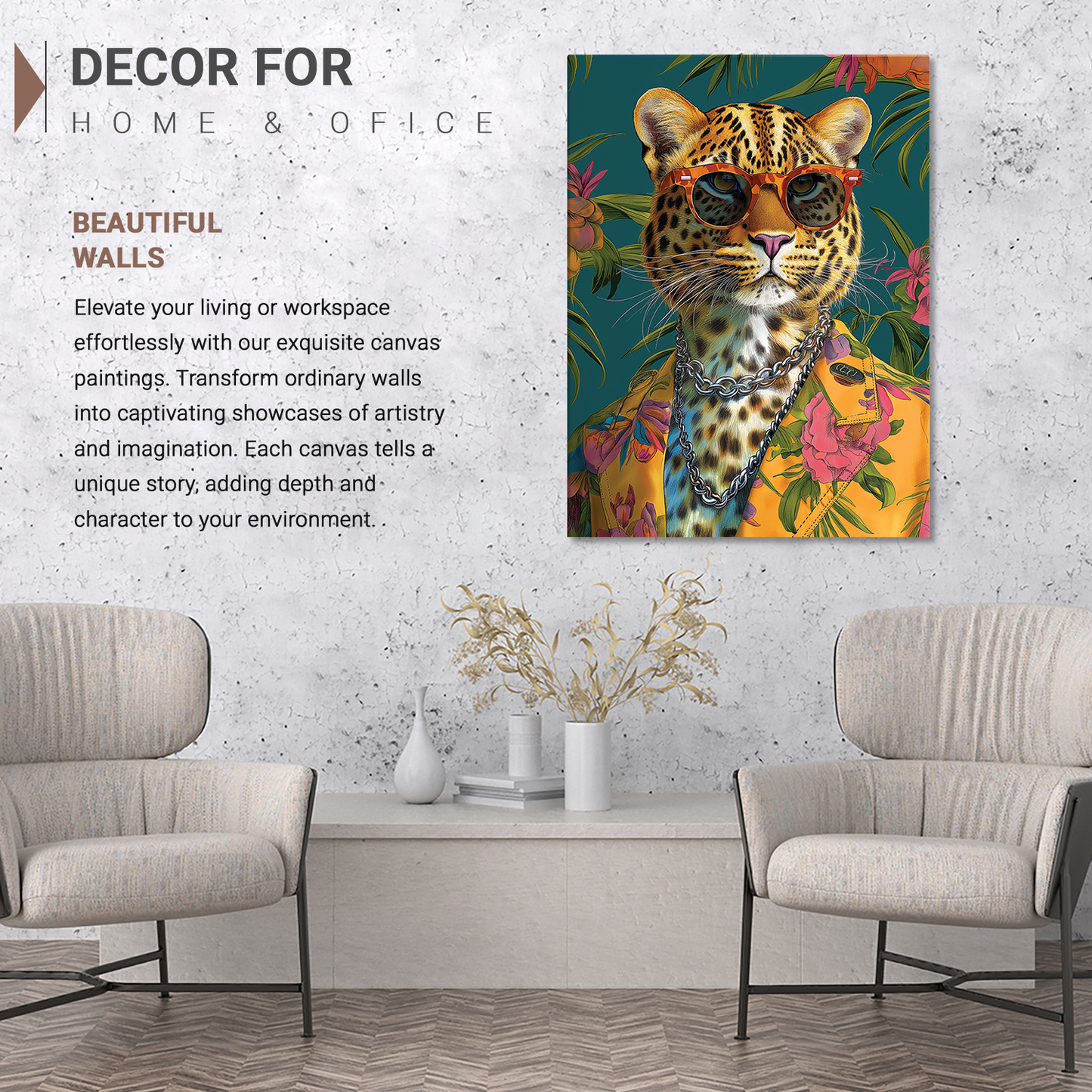 Modern Animal Wall Canvas For Home Decor, Decorative Canvas