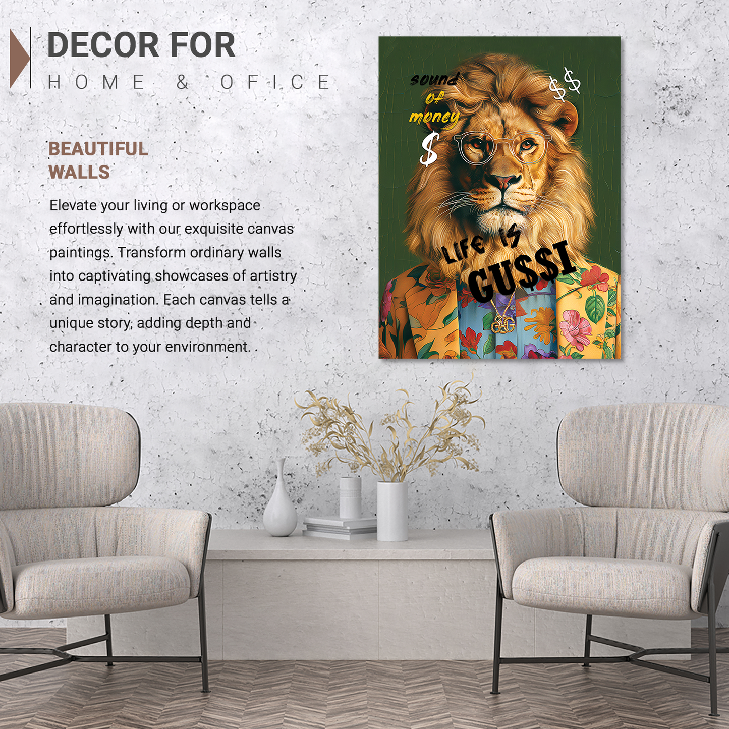 Modern Lion Wall Canvas For Home Decor, Decorative Canvas