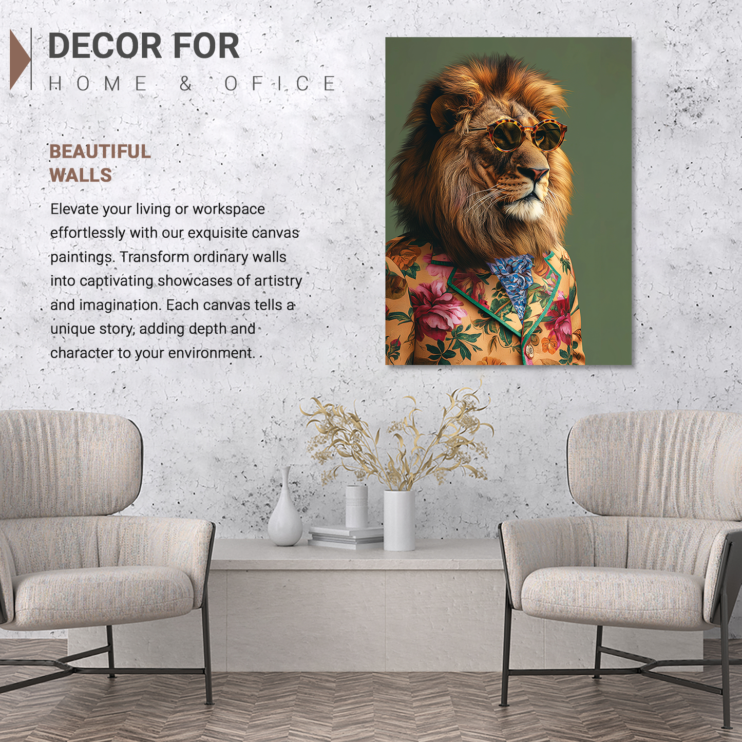 Modern Lion Wall Canvas For Home Decor, Decorative Canvas