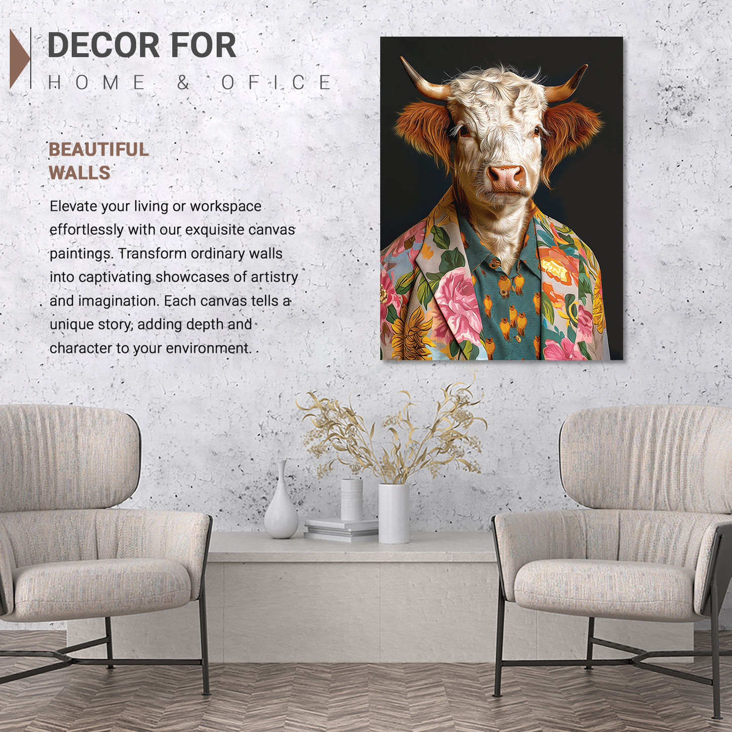 Modern Art Animal Wall Canvas For Home Decor, Decorative Canvas