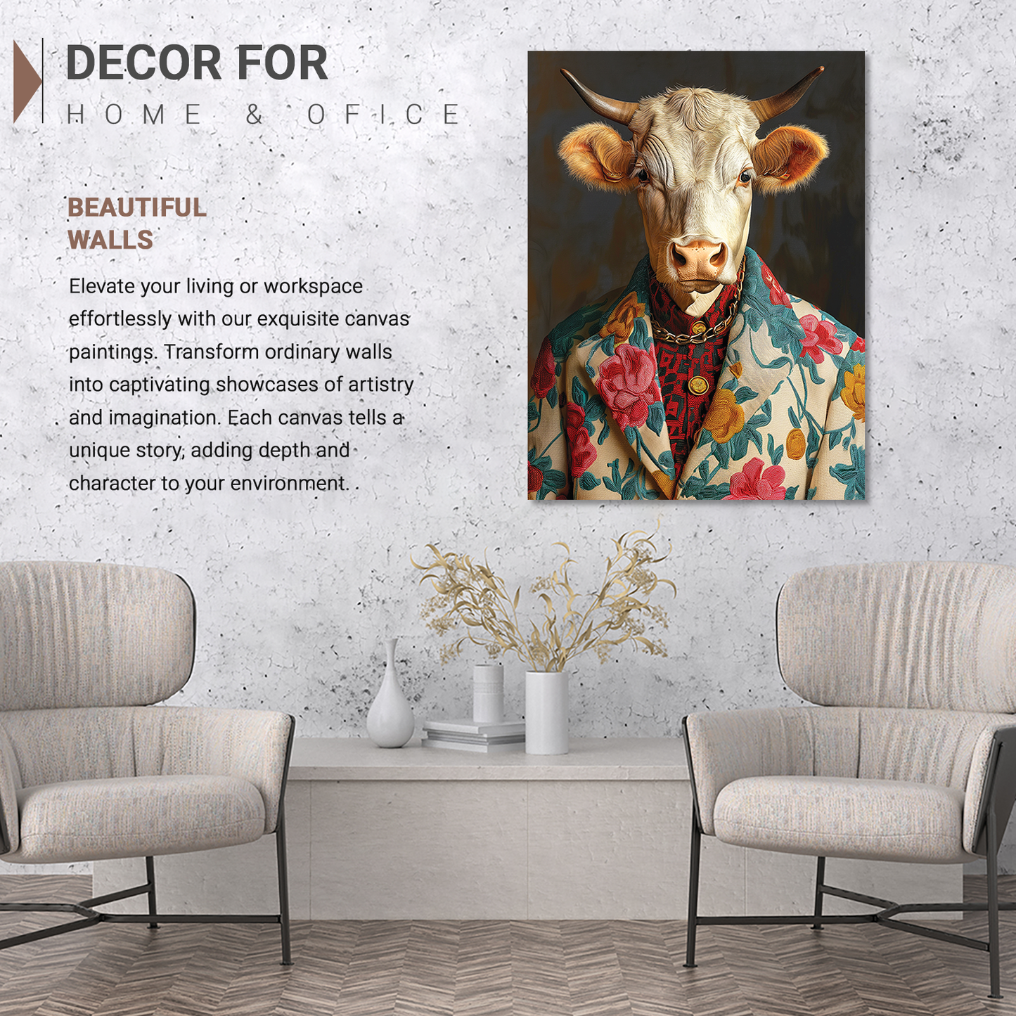 Modern Art Animal Wall Canvas For Home Decor, Decorative Canvas