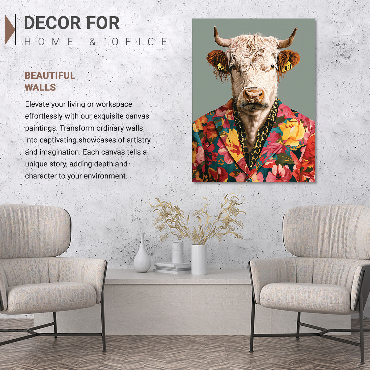 Modern Art Animal Wall Canvas For Home Decor, Decorative Canvas