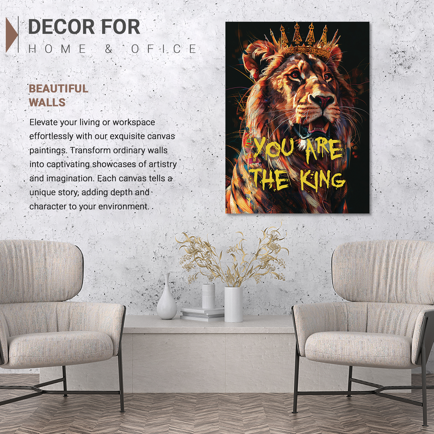 Motivational Lion Wall Canvas For Home Decor, Quotes Decorative Canvas