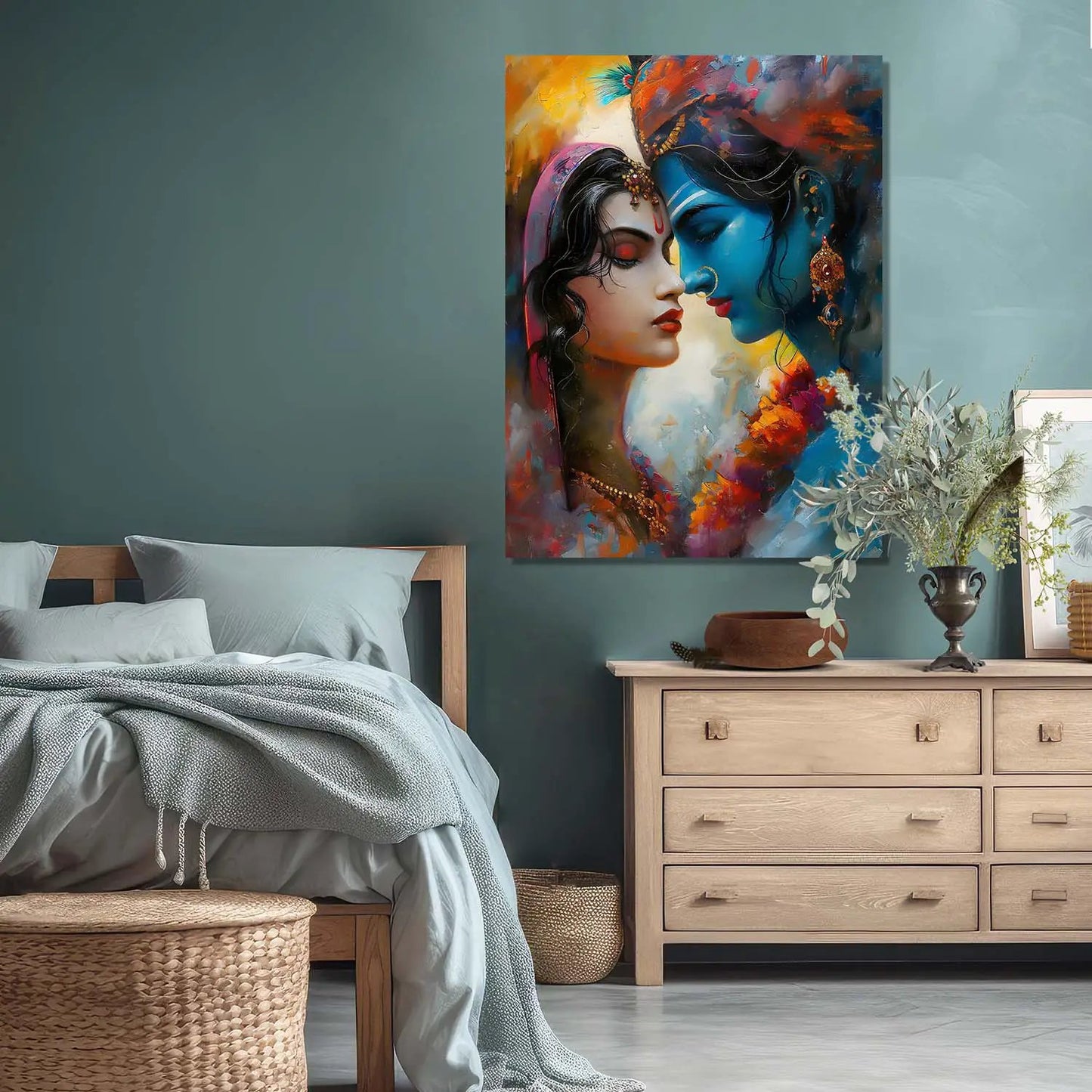 Radha Krishna Canvas Wall Art Print: Divine Serenity for Every Space
