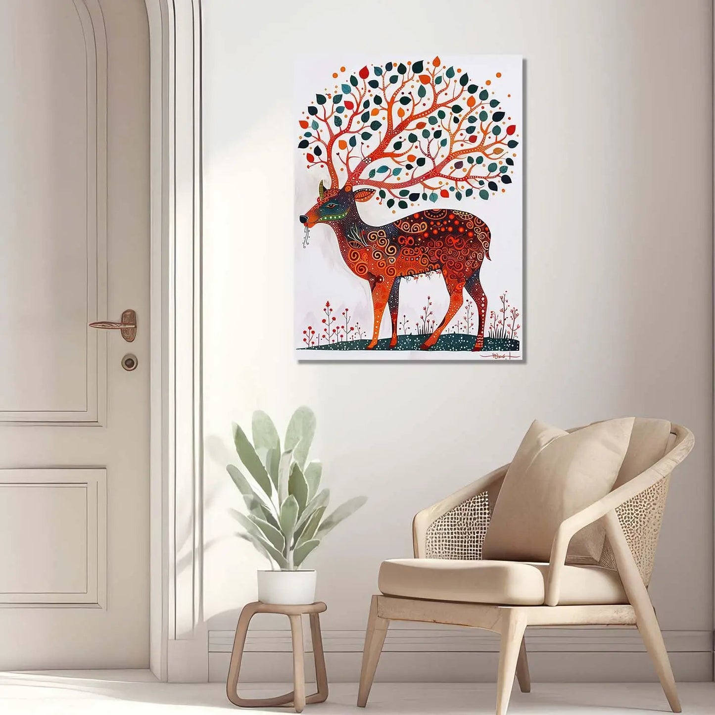 Traditional Inidan Bhil Art Canvas Painting For Home Decor Wall Decor