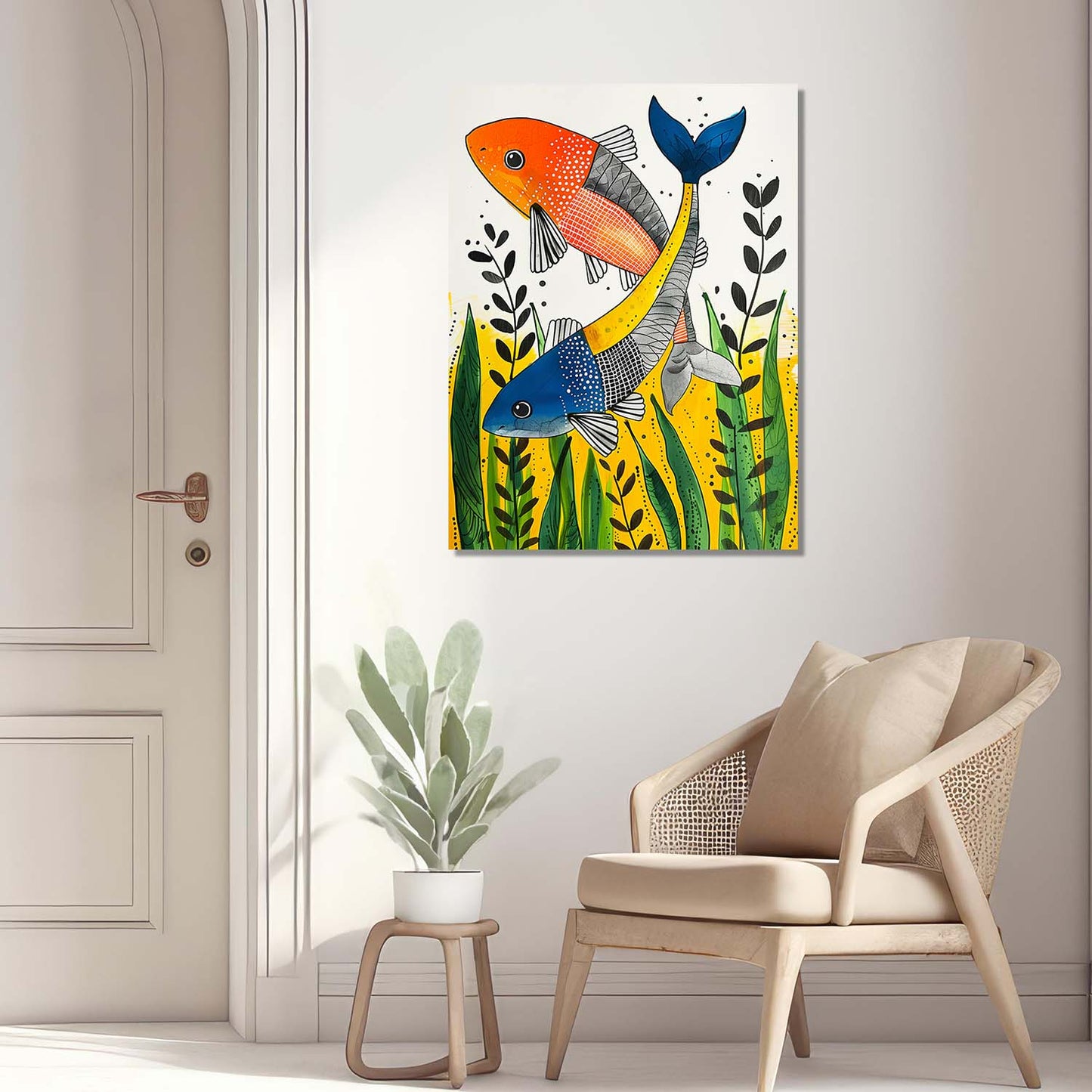 Traditional Inidan Bhil Art Canvas Painting For Home Decor Wall Decor