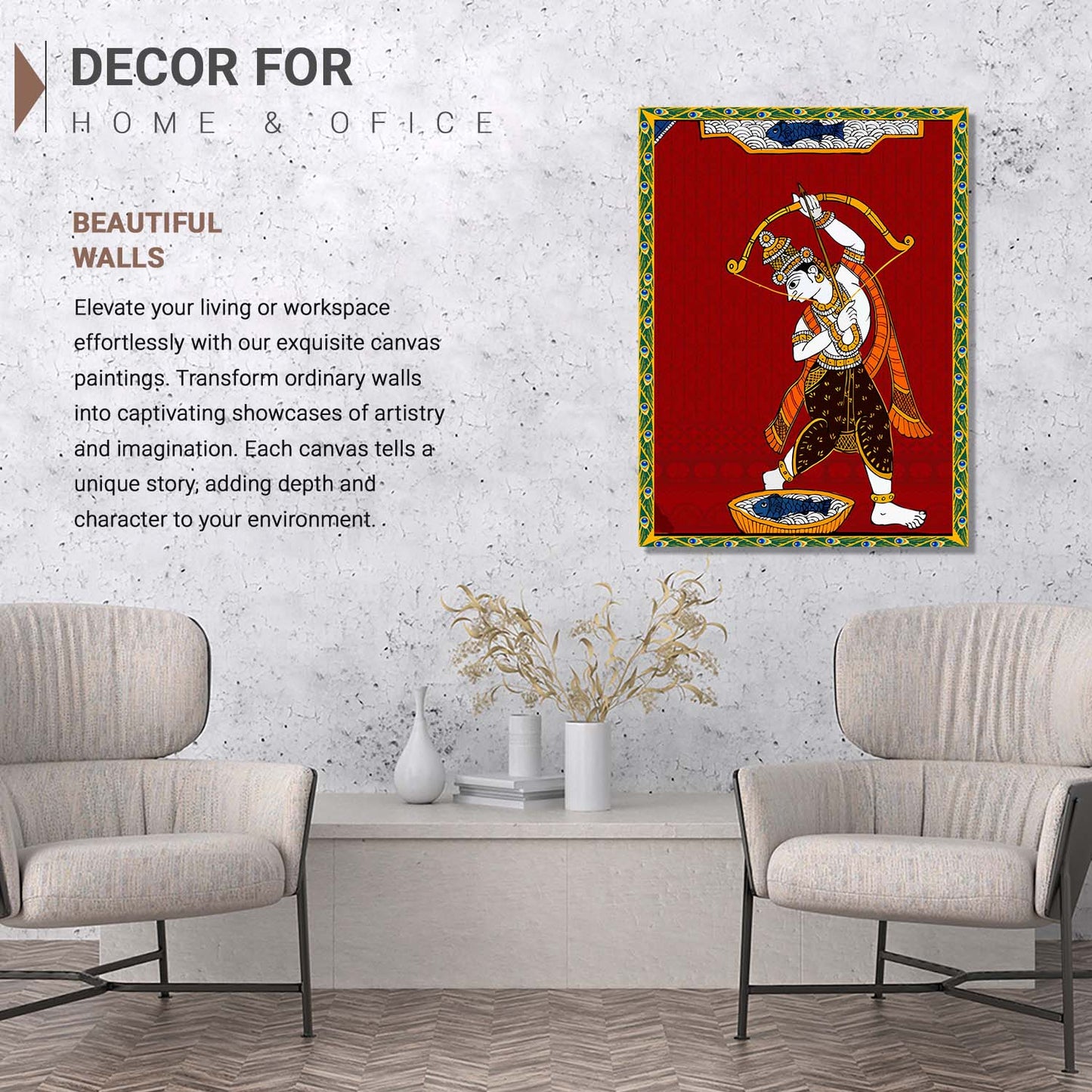 Traditional Inidan Folk Art - Cheriyal scroll Canvas Art Prints For Home Decor Wall Decor
