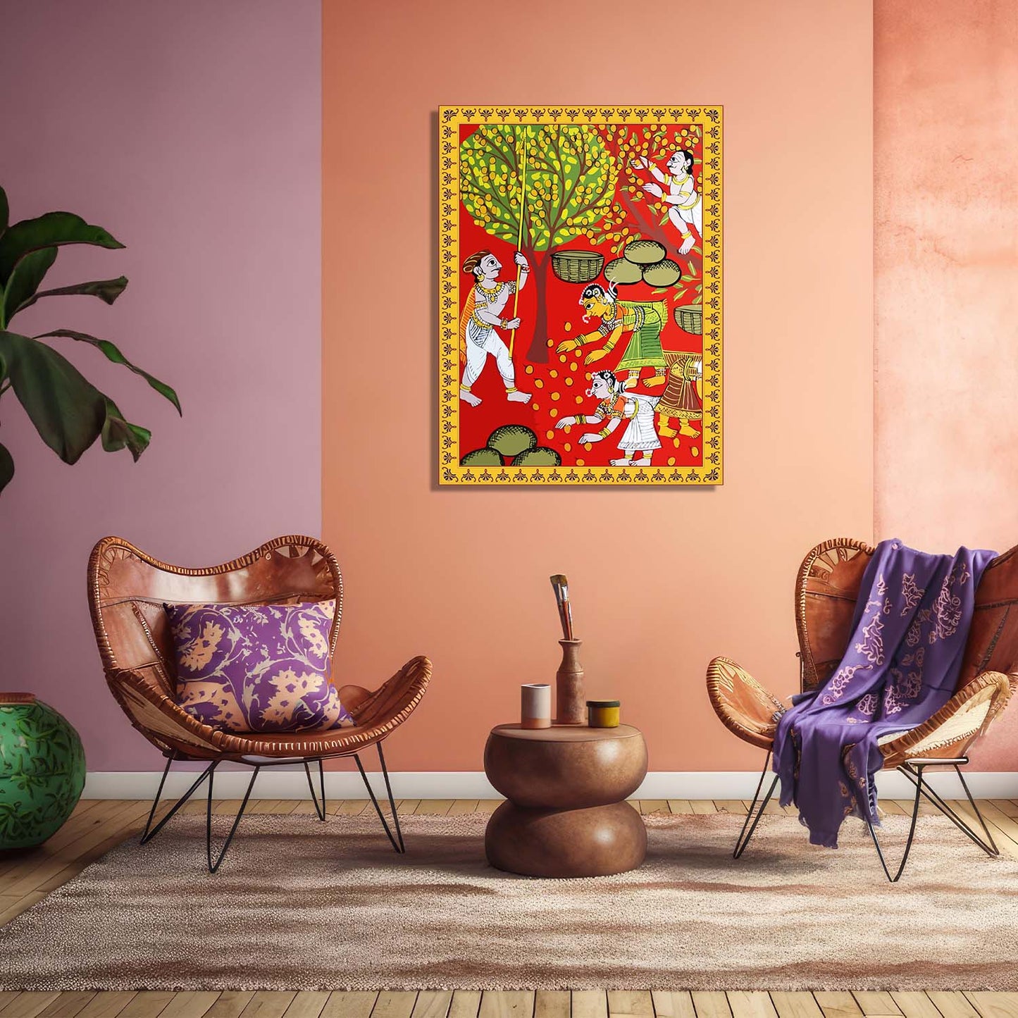 Traditional Inidan Folk Art - Cheriyal scroll Canvas Art Prints For Home Decor Wall Decor