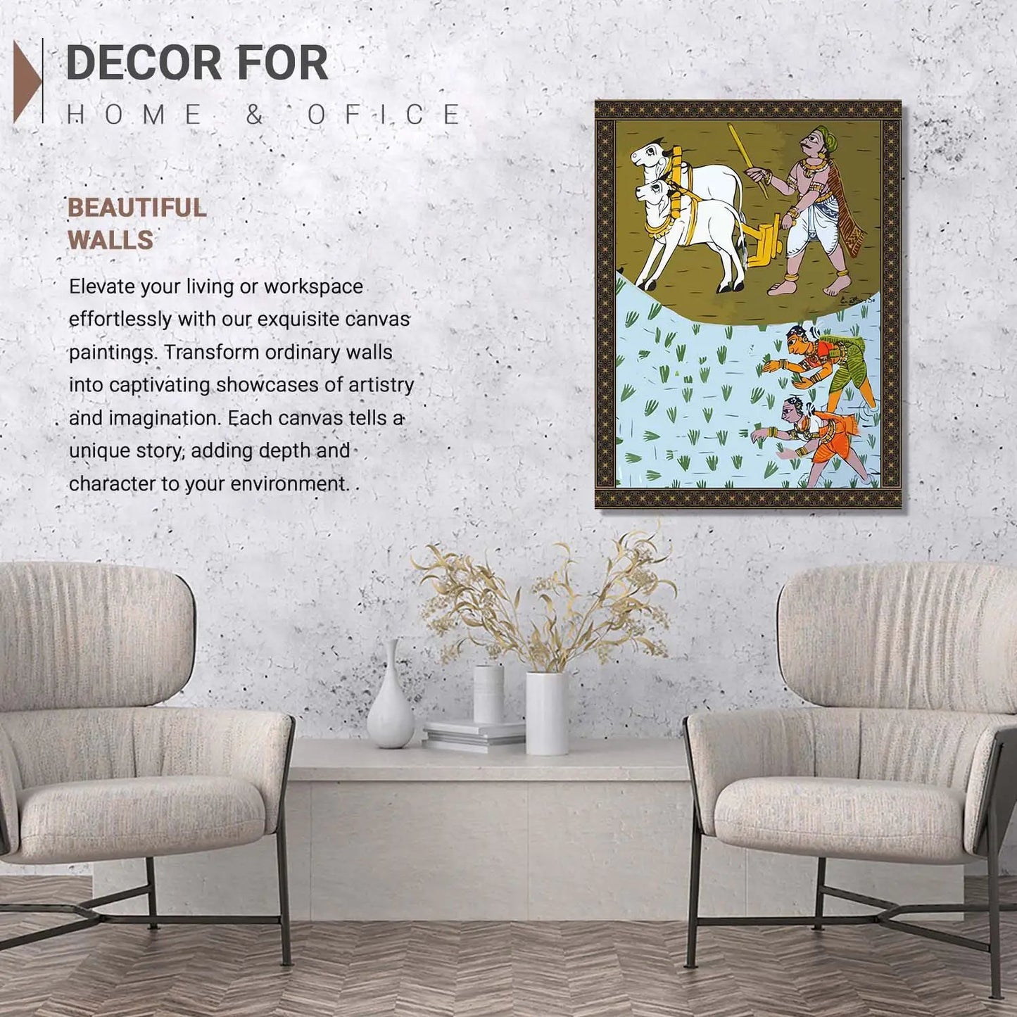 Traditional Inidan Folk Art - Cheriyal scroll Canvas Art Prints For Home Decor Wall Decor