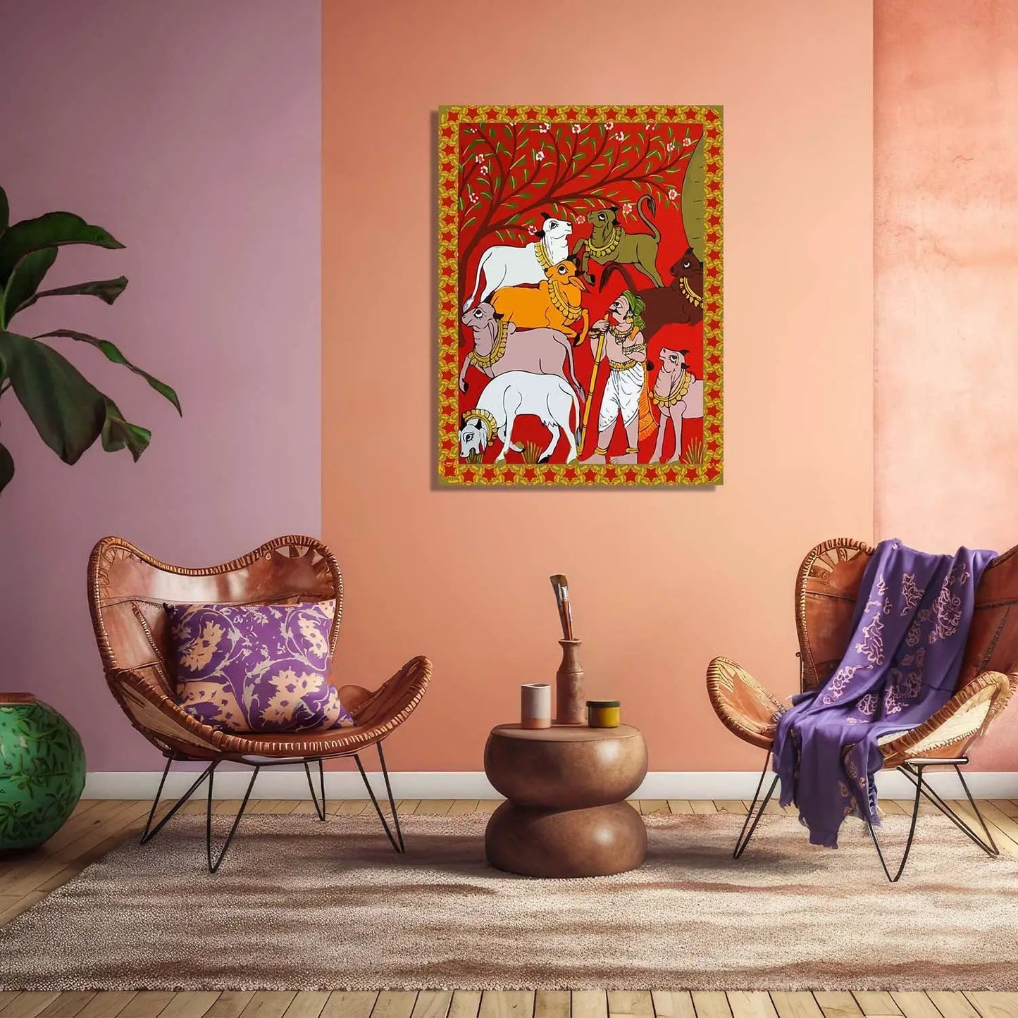 Traditional Inidan Folk Art - Cheriyal scroll Canvas Art Prints For Home Decor Wall Decor