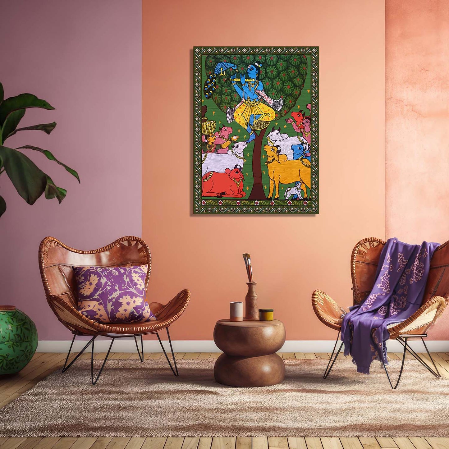 Traditional Inidan Folk Art - Cheriyal scroll Canvas Art Prints For Home Decor Wall Decor