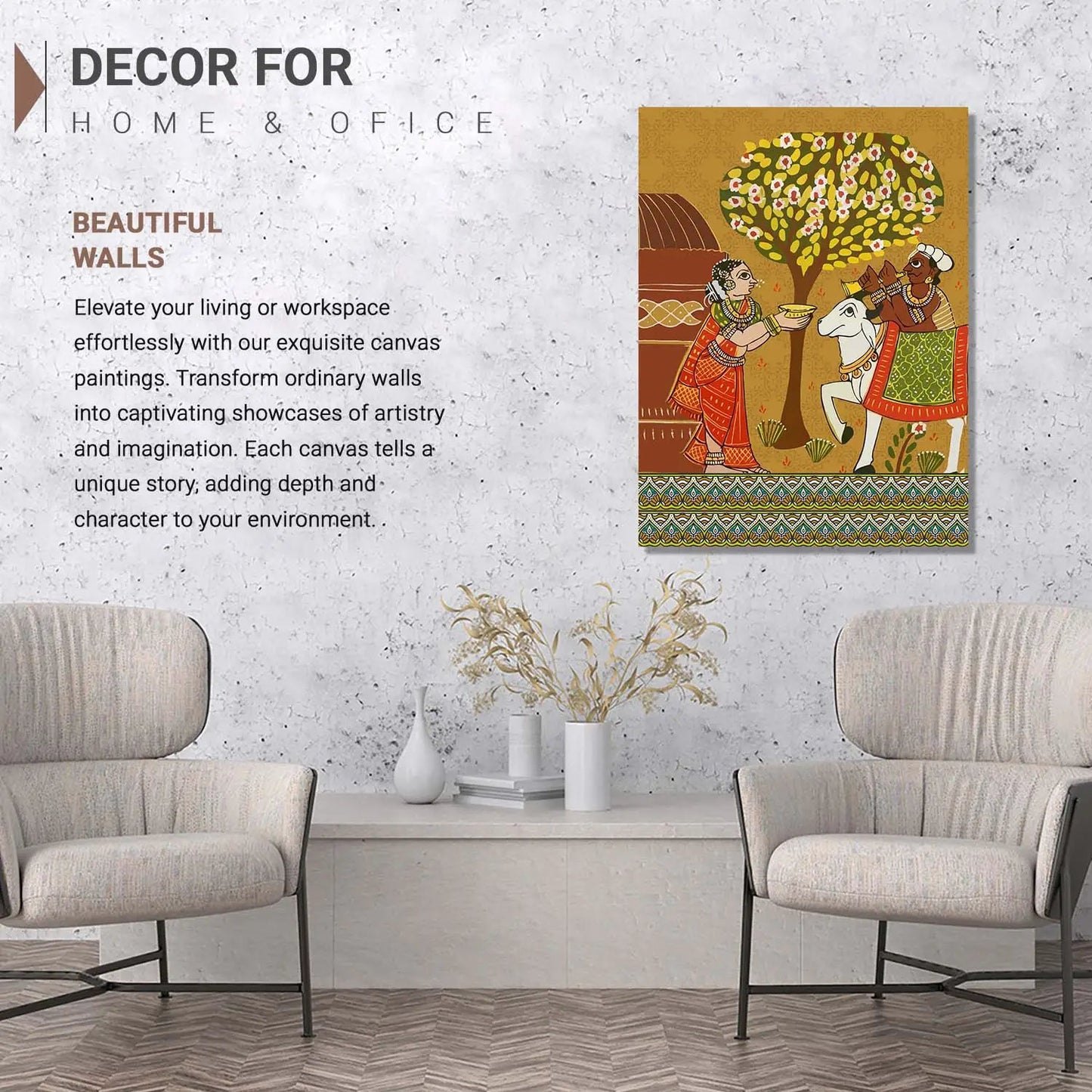 Traditional Inidan Folk Art - Cheriyal scroll Canvas Art Prints For Home Decor Wall Decor