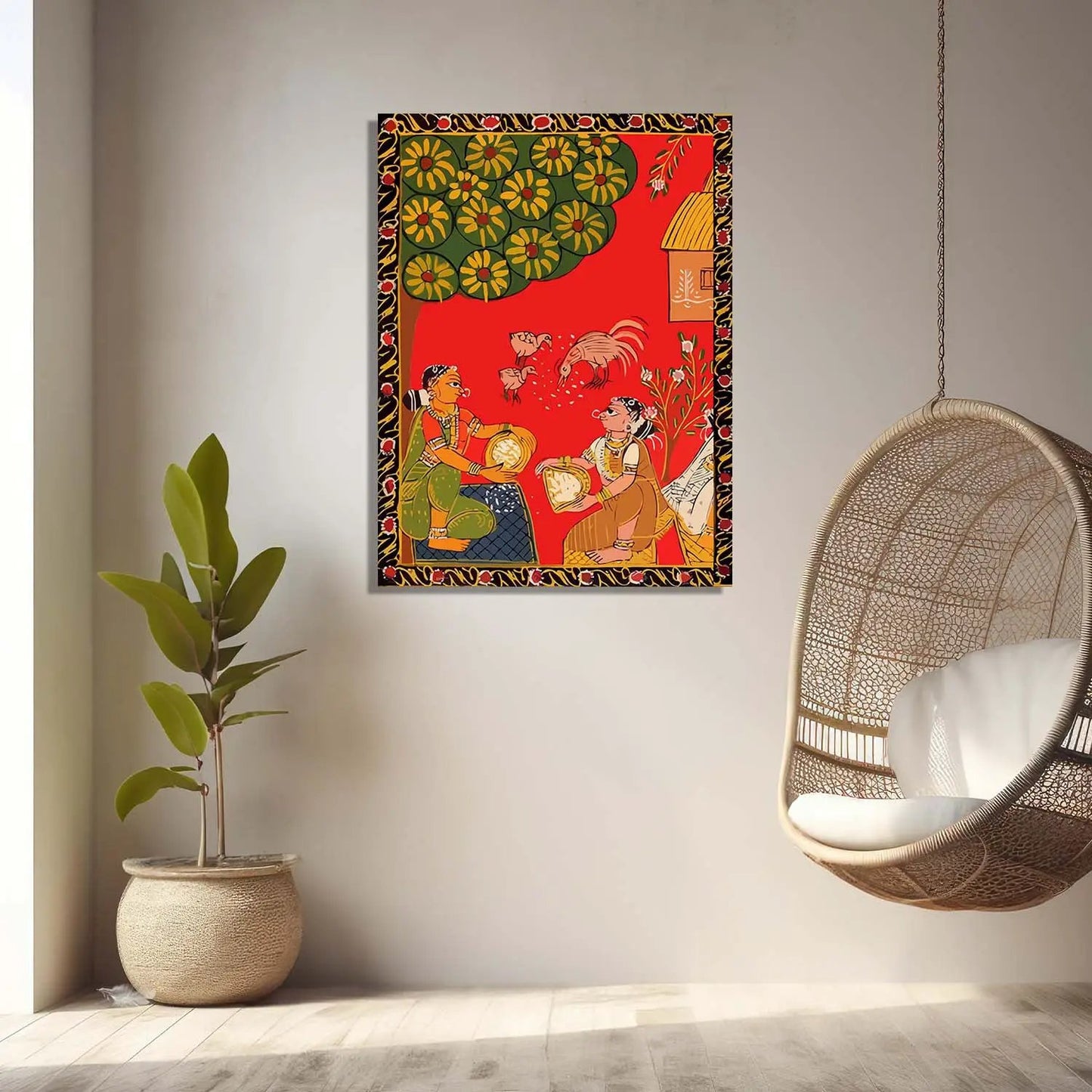Traditional Inidan Folk Art - Cheriyal scroll Canvas Art Prints For Home Decor Wall Decor