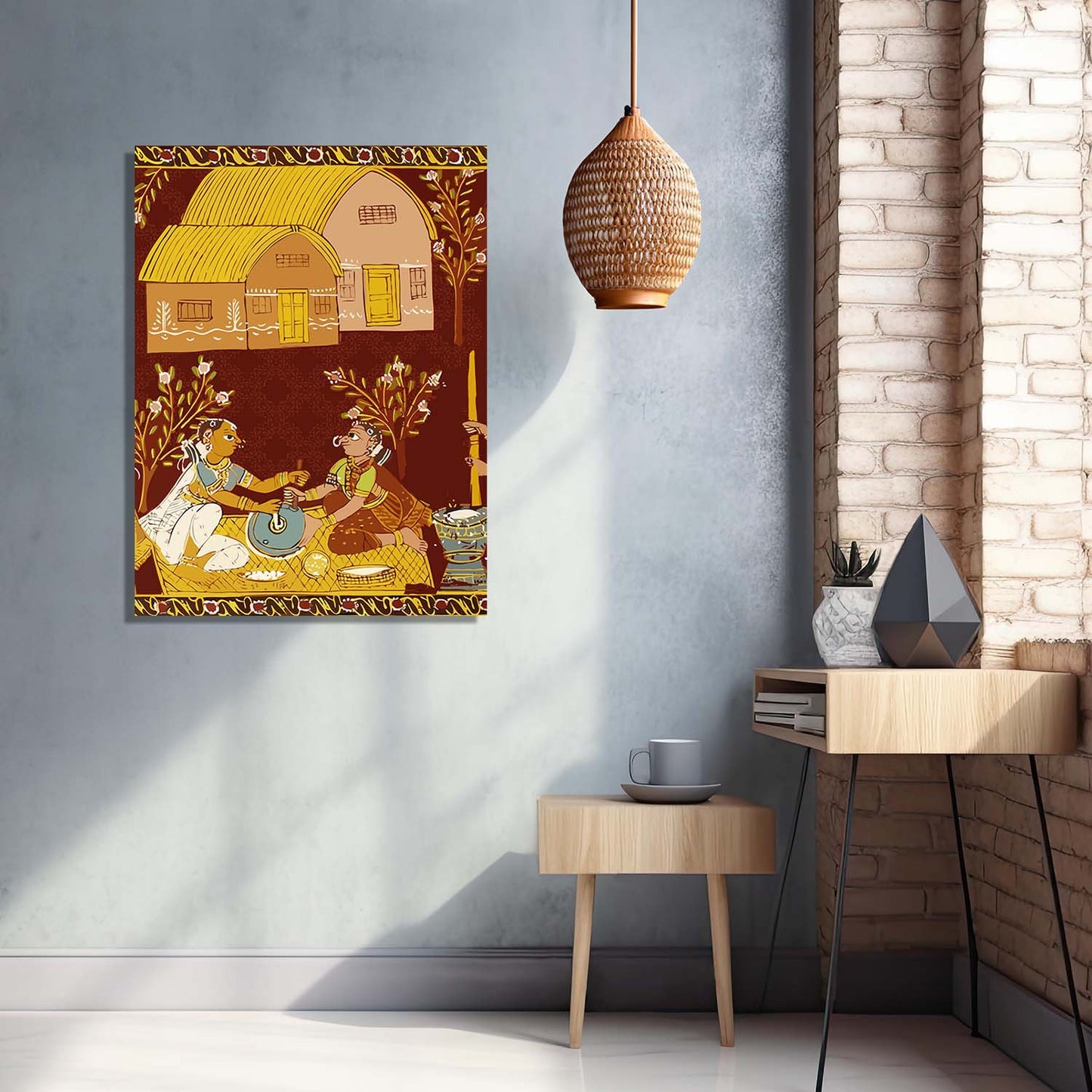 Traditional Inidan Folk Art - Cheriyal scroll Canvas Art Prints For Home Decor Wall Decor