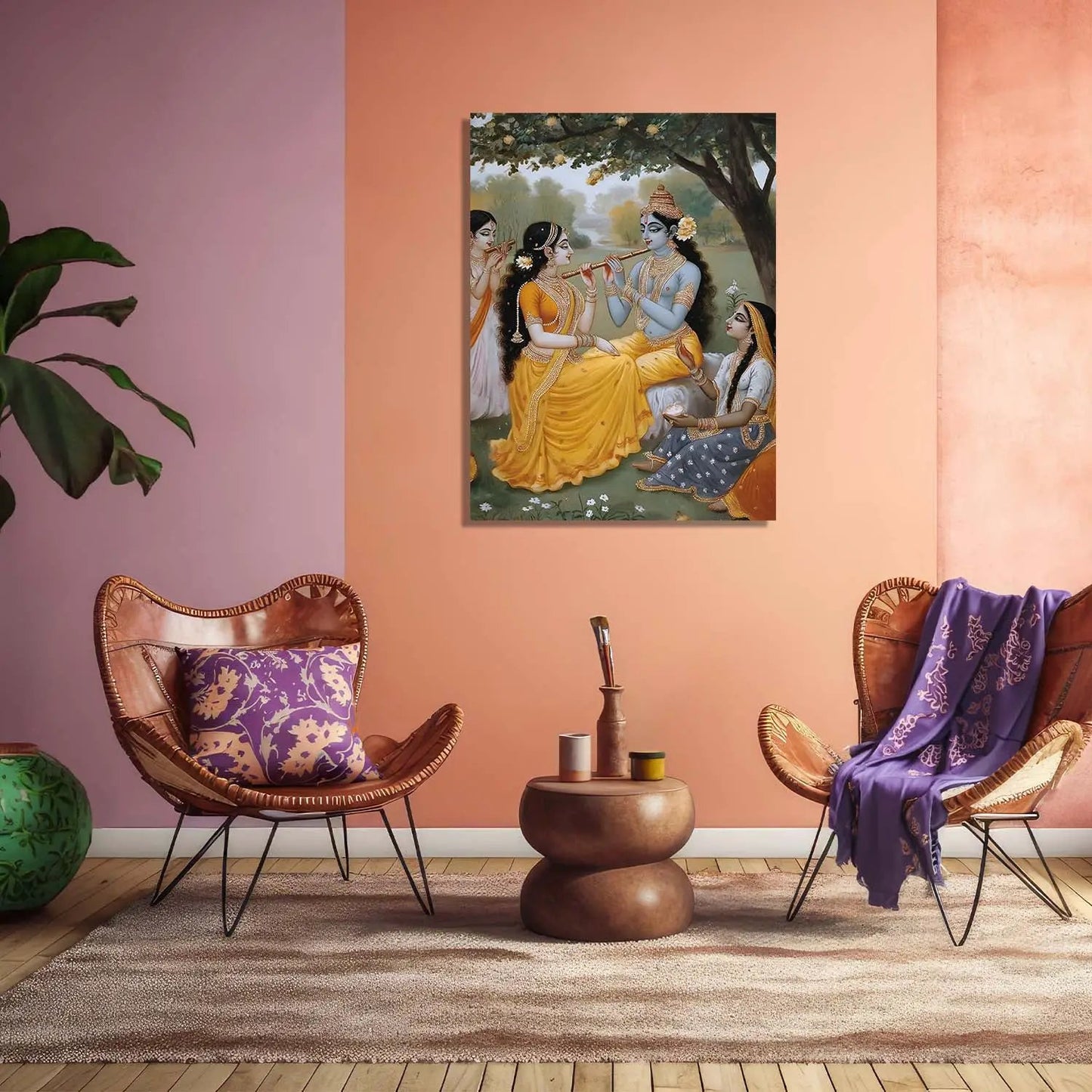 Traditional Inidan Folk Art - Kangra Art Canvas Prints For Home Decor Wall Decor