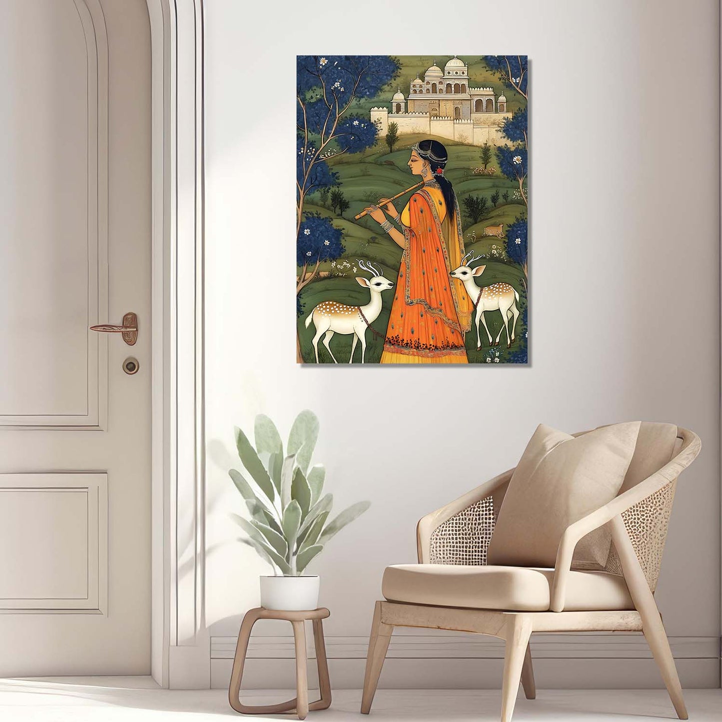 Traditional Inidan Folk Art - Kangra Art Canvas Prints For Home Decor Wall Decor