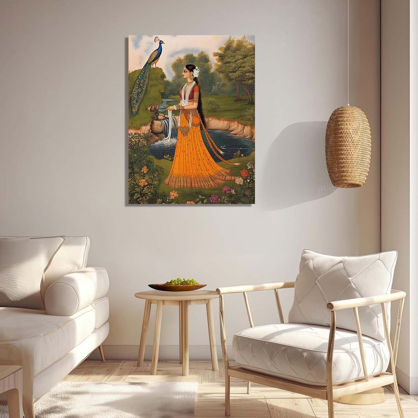 Traditional Inidan Folk Art - Kangra Art Canvas Prints For Home Decor Wall Decor