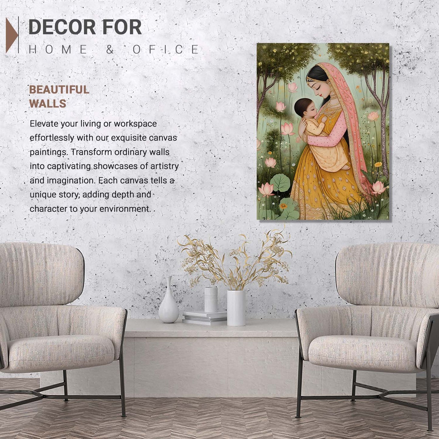 Traditional Inidan Folk Art - Kangra Art Canvas Prints For Home Decor Wall Decor