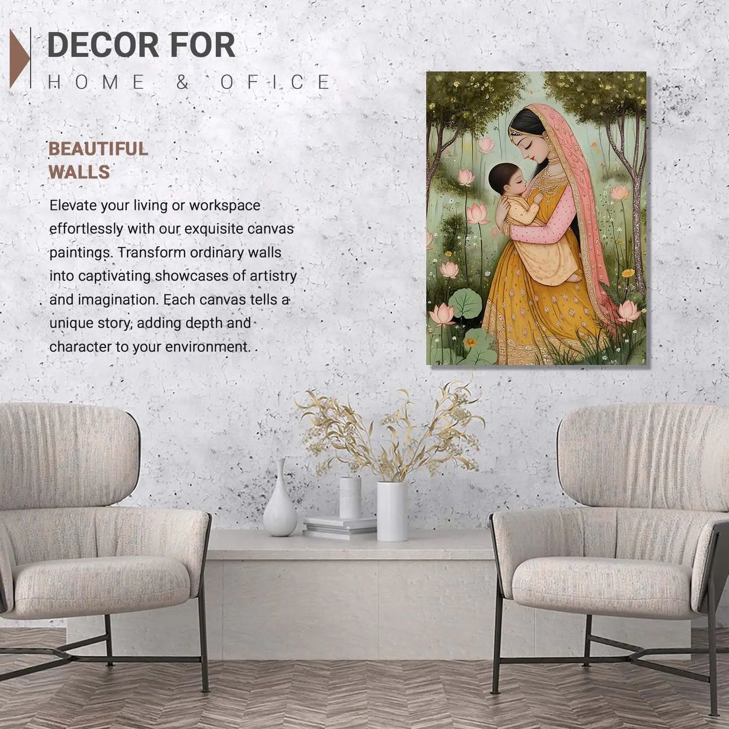 Traditional Inidan Folk Art - Kangra Art Canvas Prints For Home Decor Wall Decor
