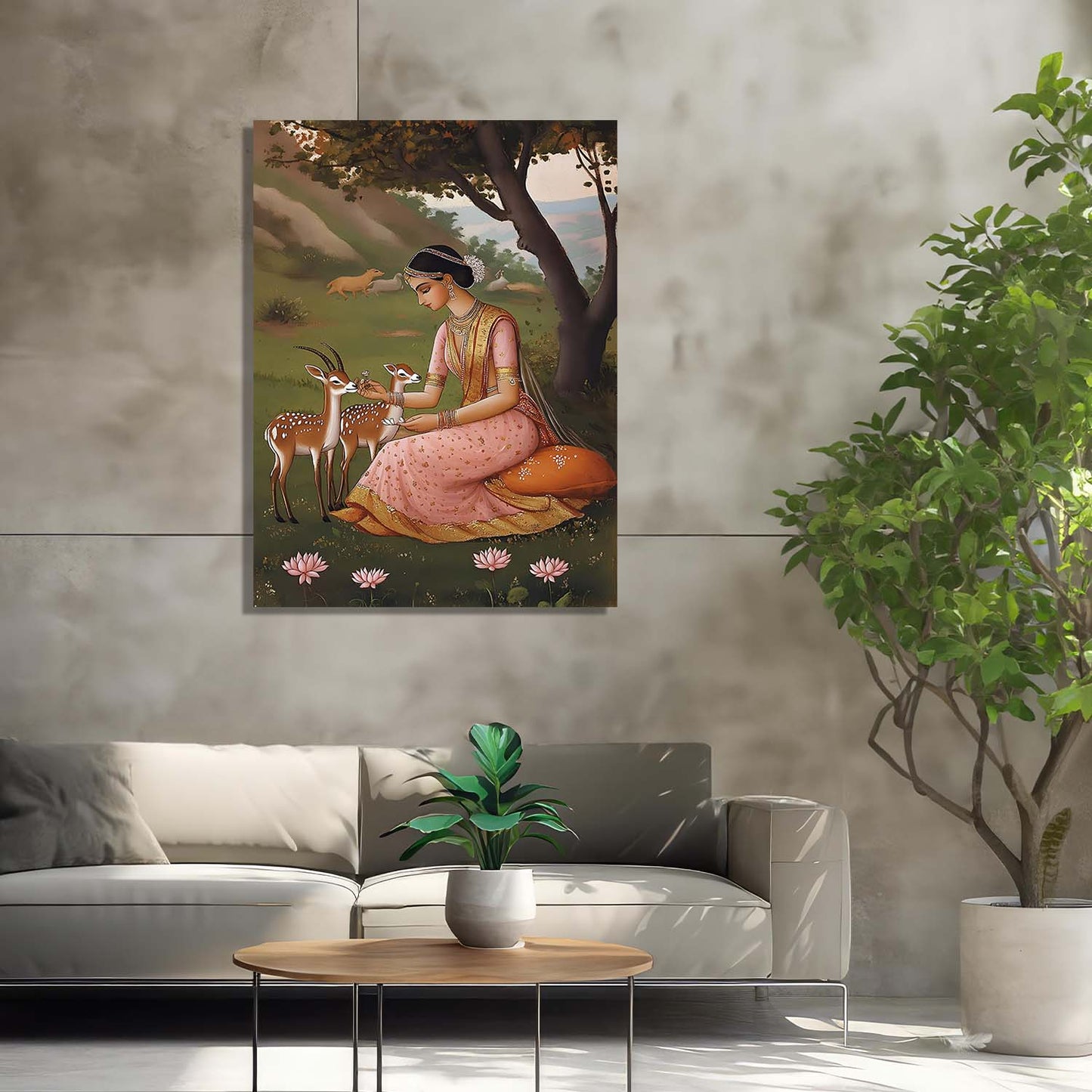 Traditional Inidan Folk Art - Kangra Art Canvas Prints For Home Decor Wall Decor