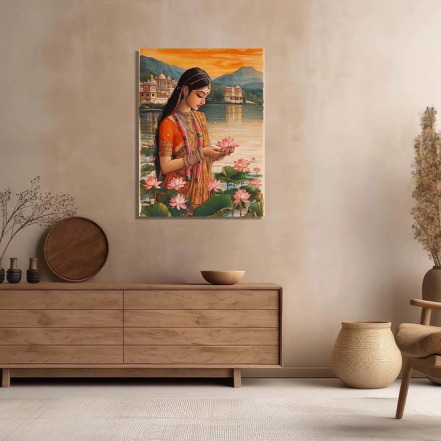 Traditional Inidan Folk Art - Kangra Art Canvas Prints For Home Decor Wall Decor