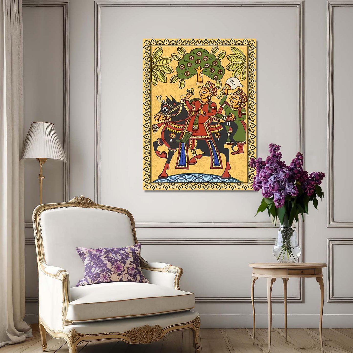 Traditional Indian Rajasthani Folk Art - Phad Painting Canvas Art Prints For Home Decor Wall Decor