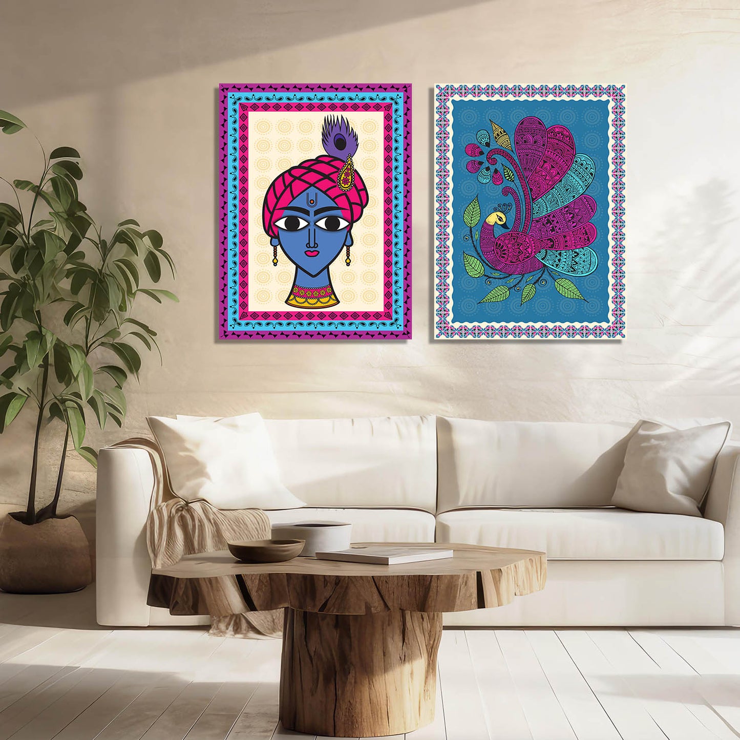 Traditional Indian Folk Art Gond Art Canvas Prints For Home Decor Wall Decor